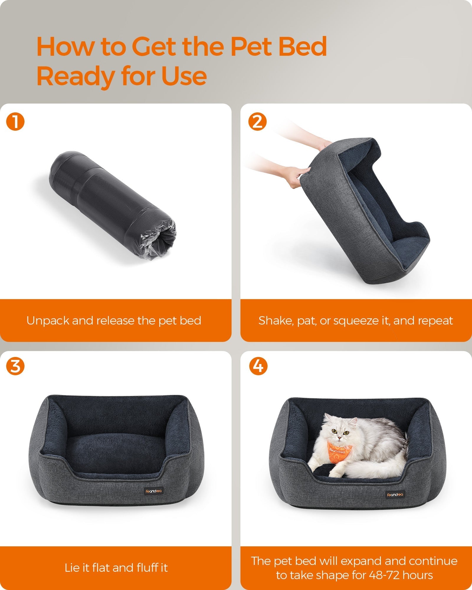 Dog Bed - Linen-Look Fabric - Dark Grey - Washable with Raised Edges and Non-Slip Bottom