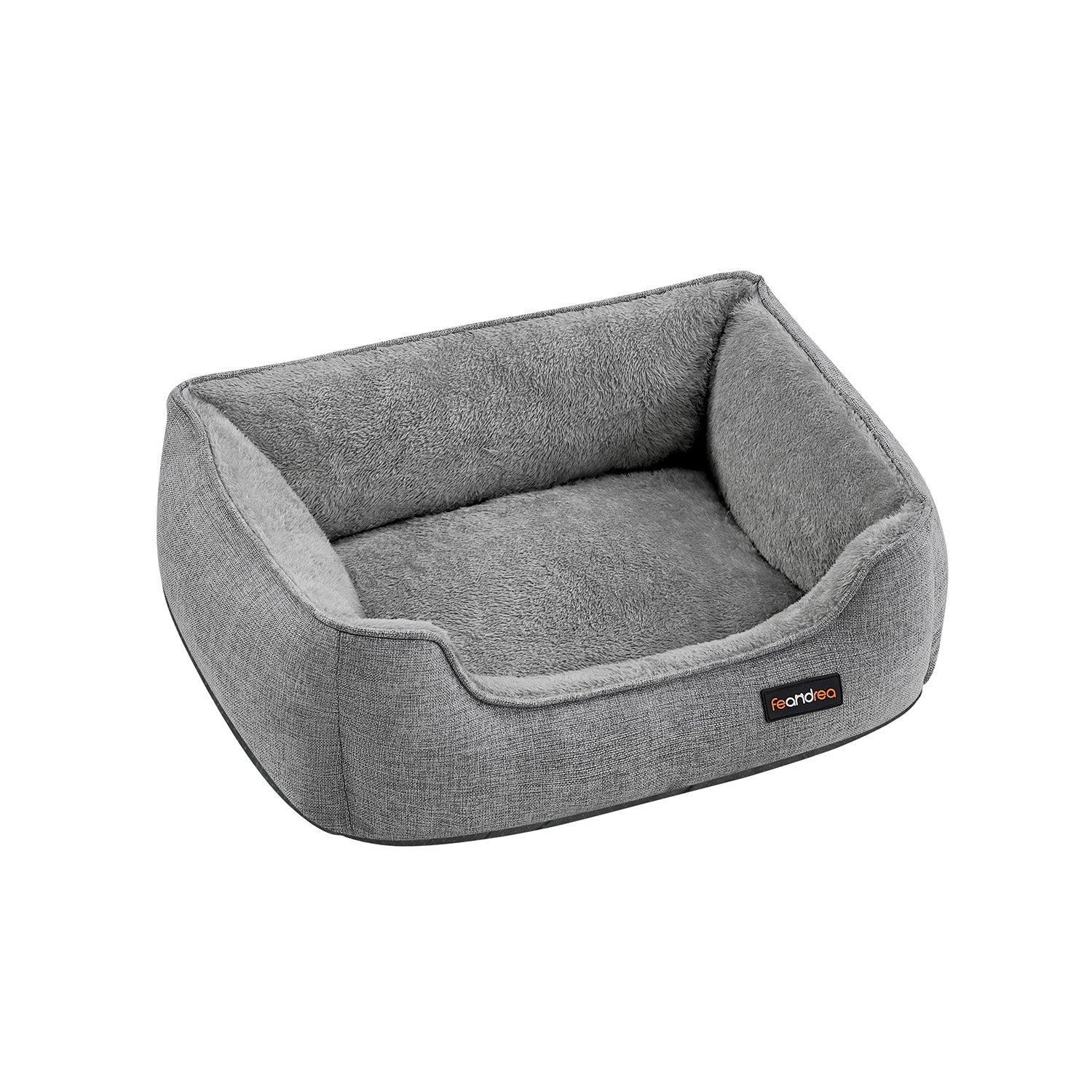 Dog Sofa Bed - Linen-Look - Light Grey - Removable Washable Cover with Raised Edges and Non-Slip Bottom