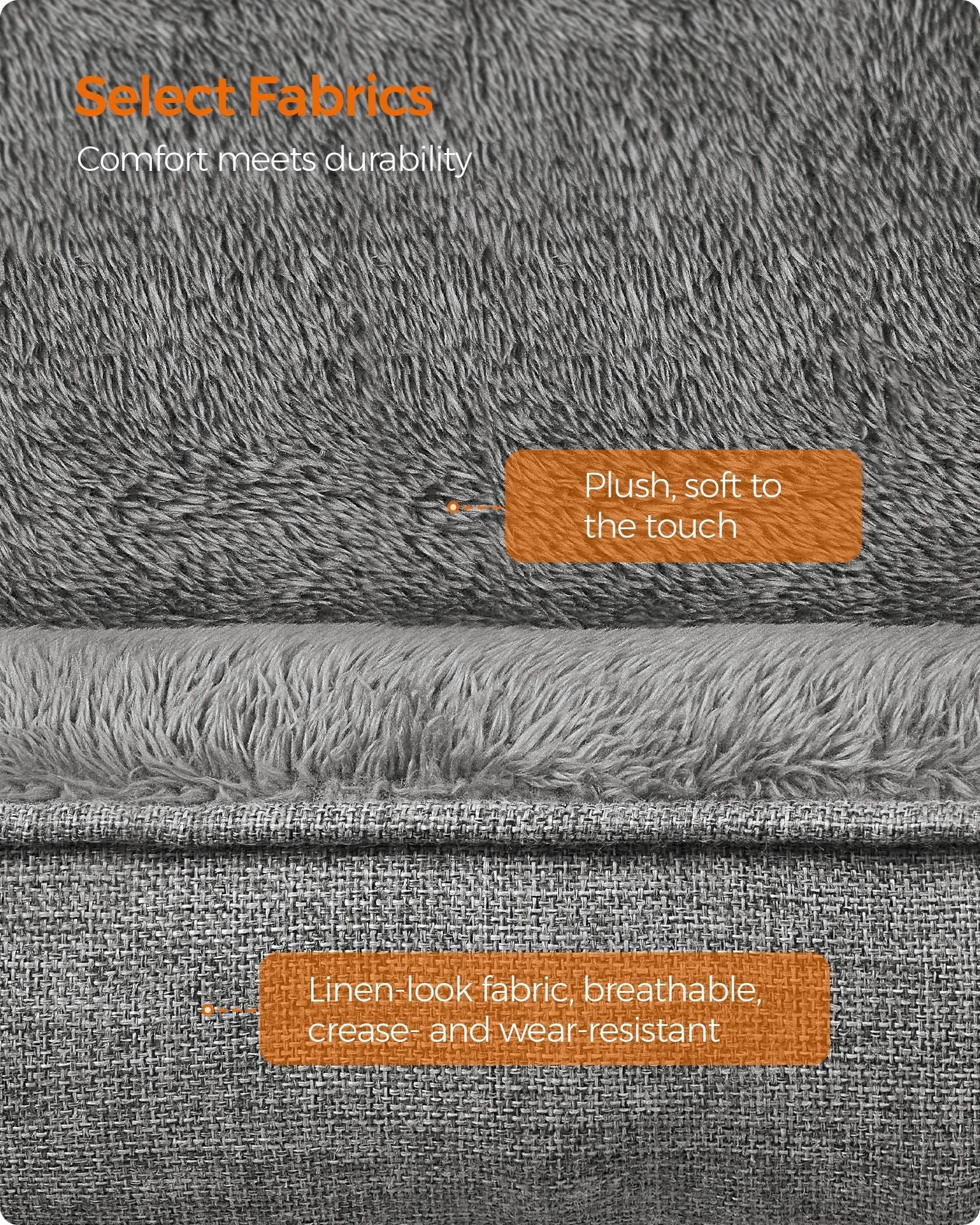 Dog Sofa Bed - Linen-Look - Light Grey - Removable Washable Cover with Raised Edges and Non-Slip Bottom