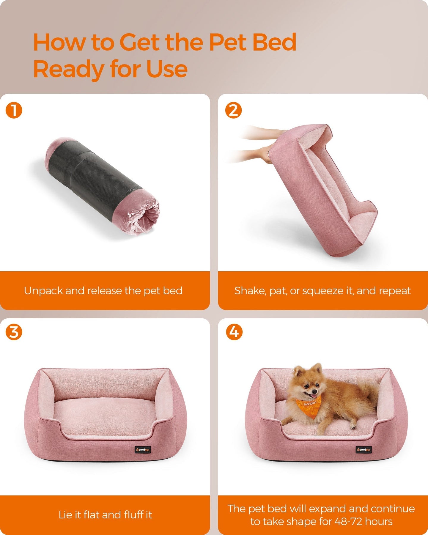Dog Sofa Bed - Soft Fabric - Jelly Pink - Washable with Removable Cushion
