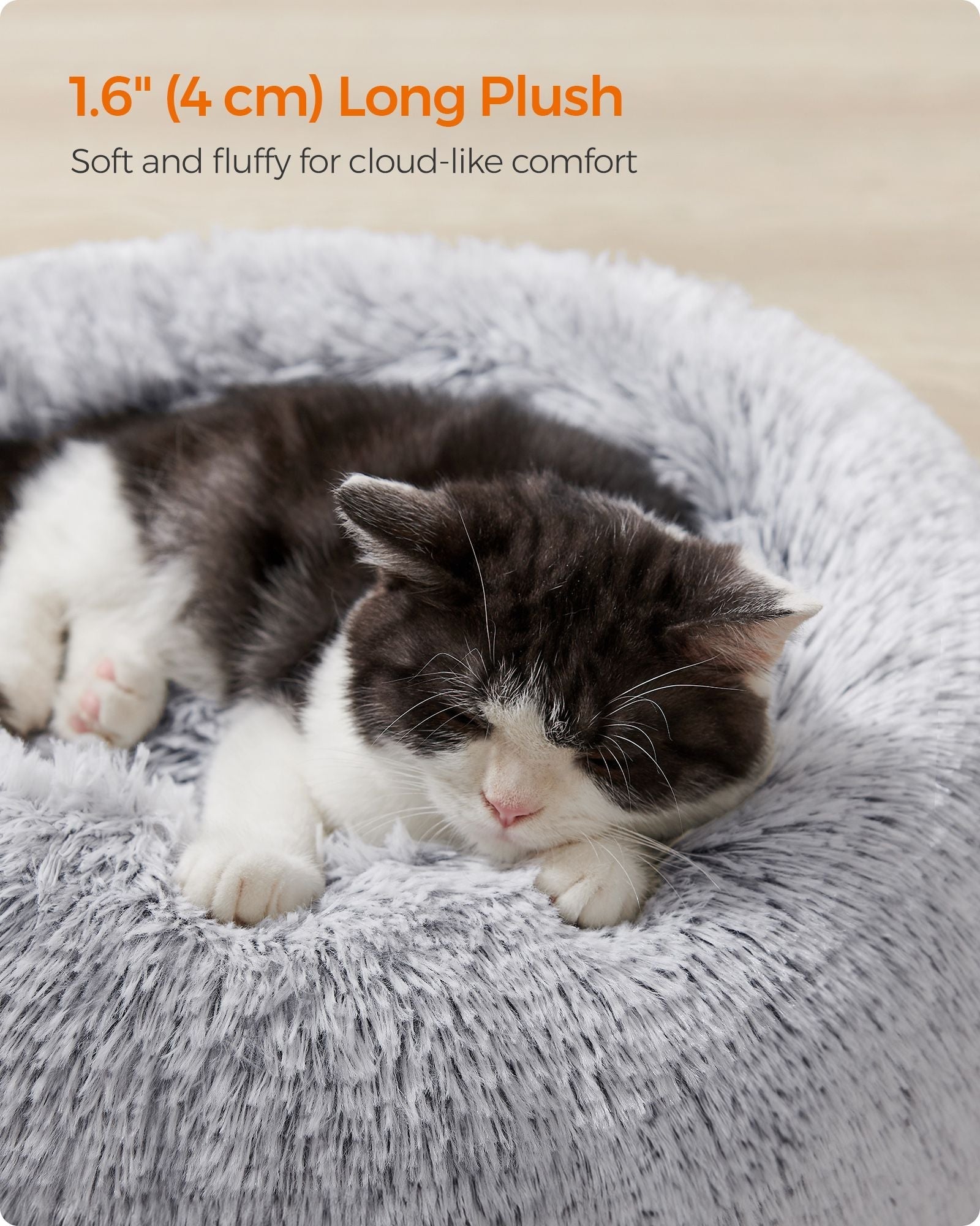 Round Dog and Cat Bed - 50 cm - Dove Grey - Soft Plush