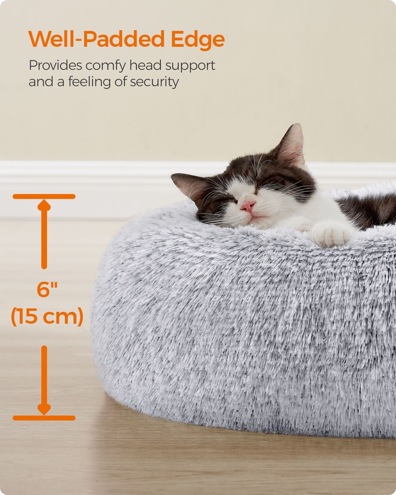 Round Dog and Cat Bed - 50 cm - Dove Grey - Soft Plush