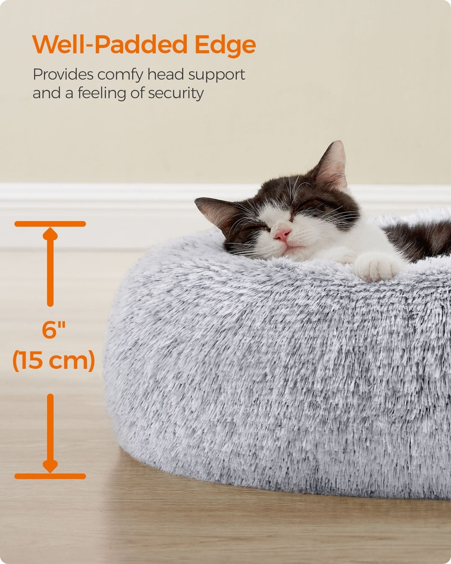 Round Dog and Cat Bed - 50 cm - Dove Grey - Soft Plush