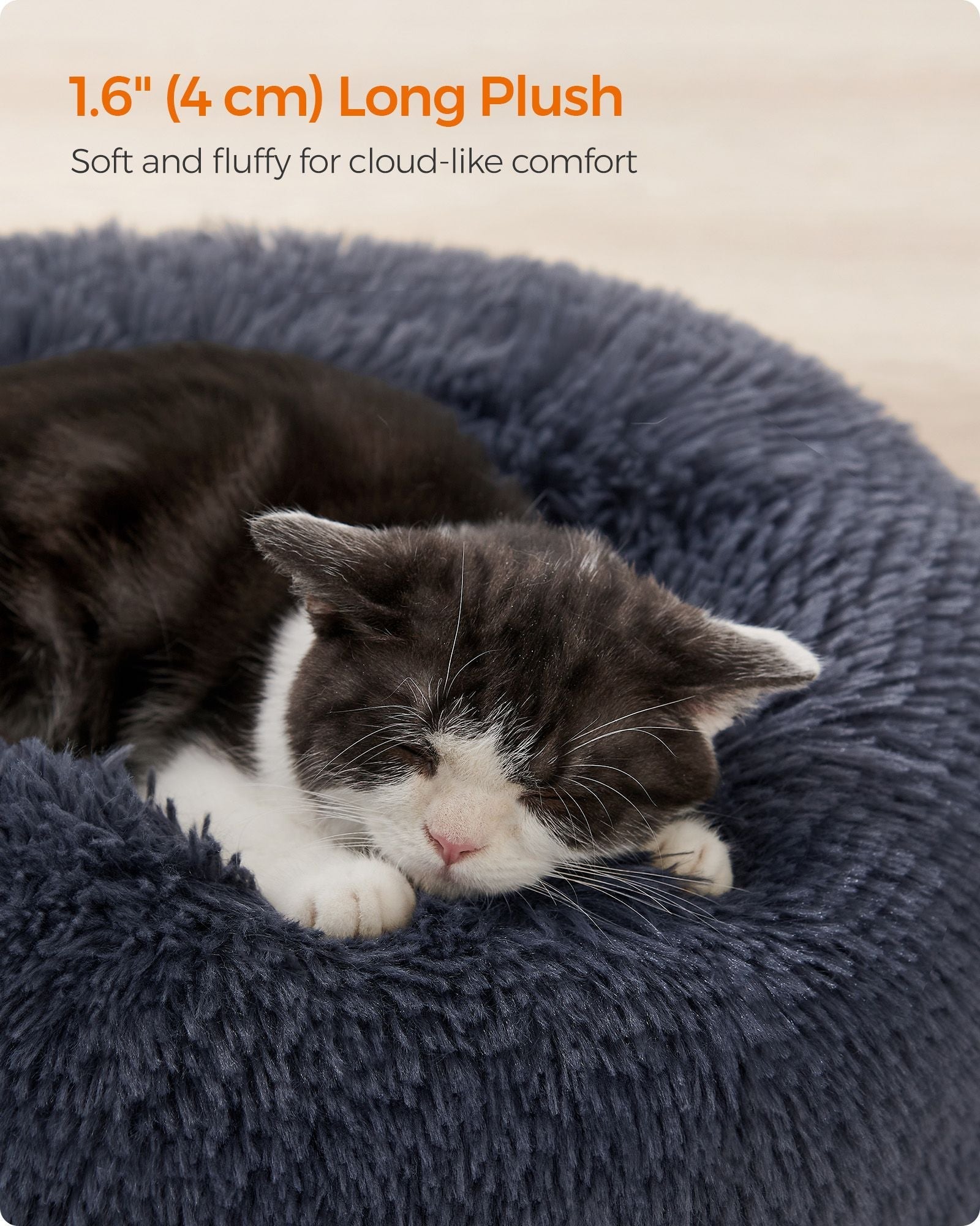 Dog Bed - Round Design, 50 cm - Dark Grey - Soft Plush