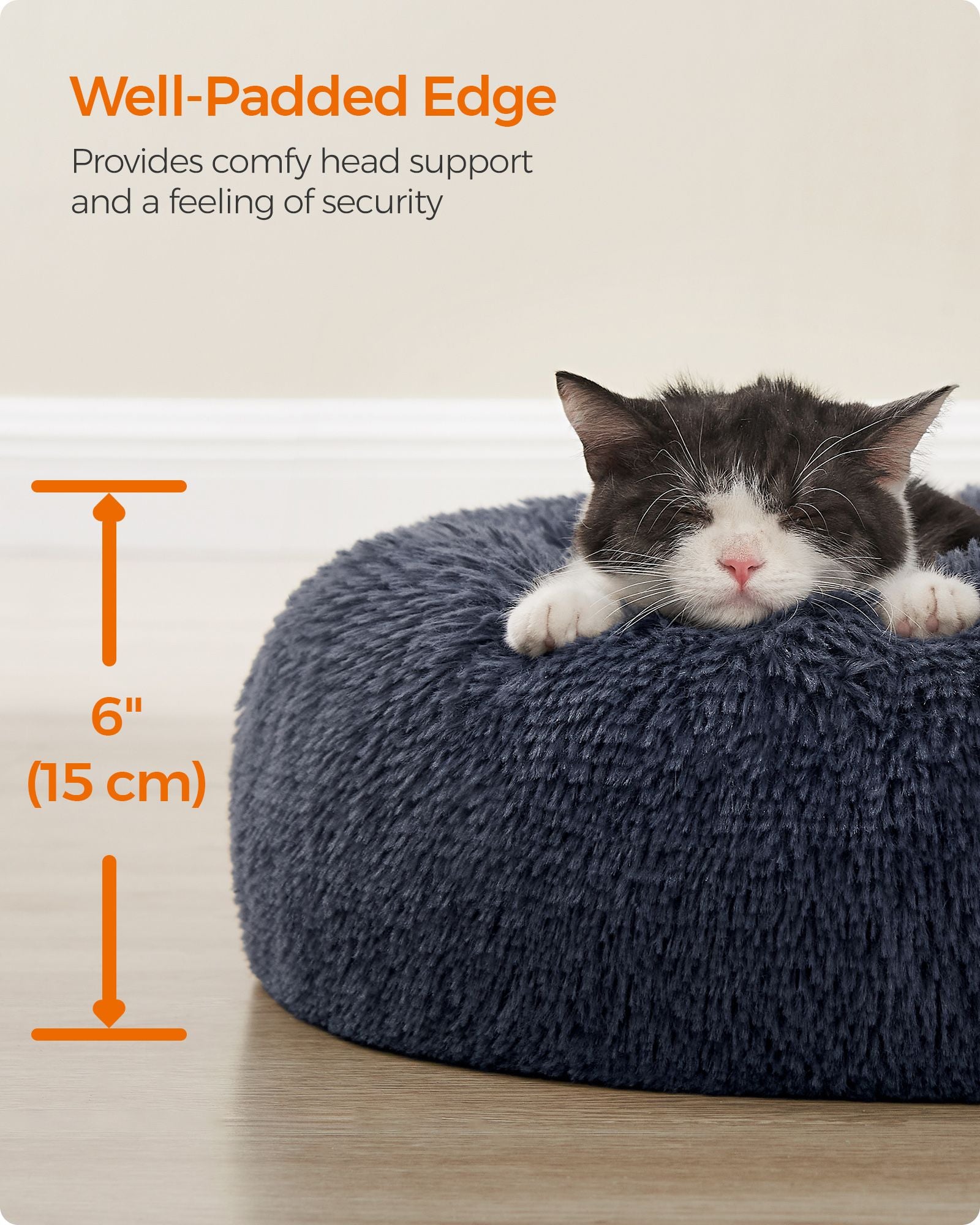 Dog Bed - Round Design, 50 cm - Dark Grey - Soft Plush