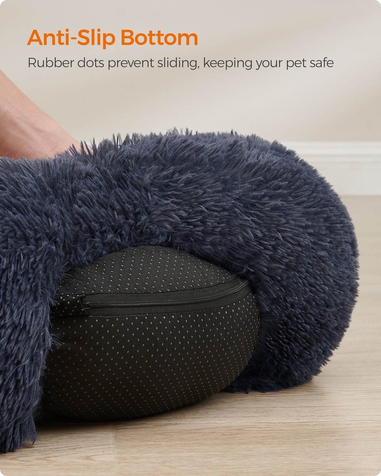 Dog Bed - Round Design, 50 cm - Dark Grey - Soft Plush