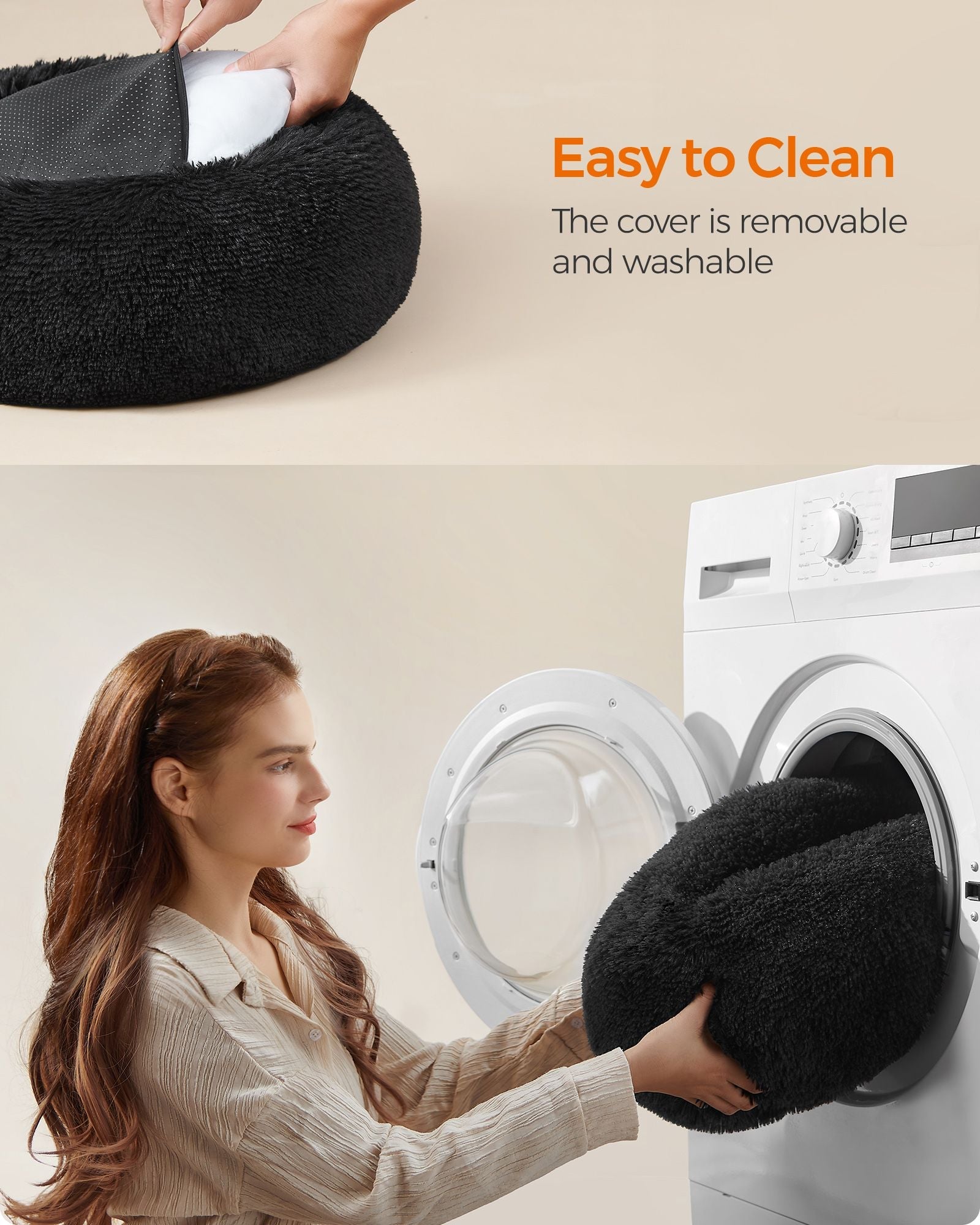Dog Bed - Ink Black - Plush