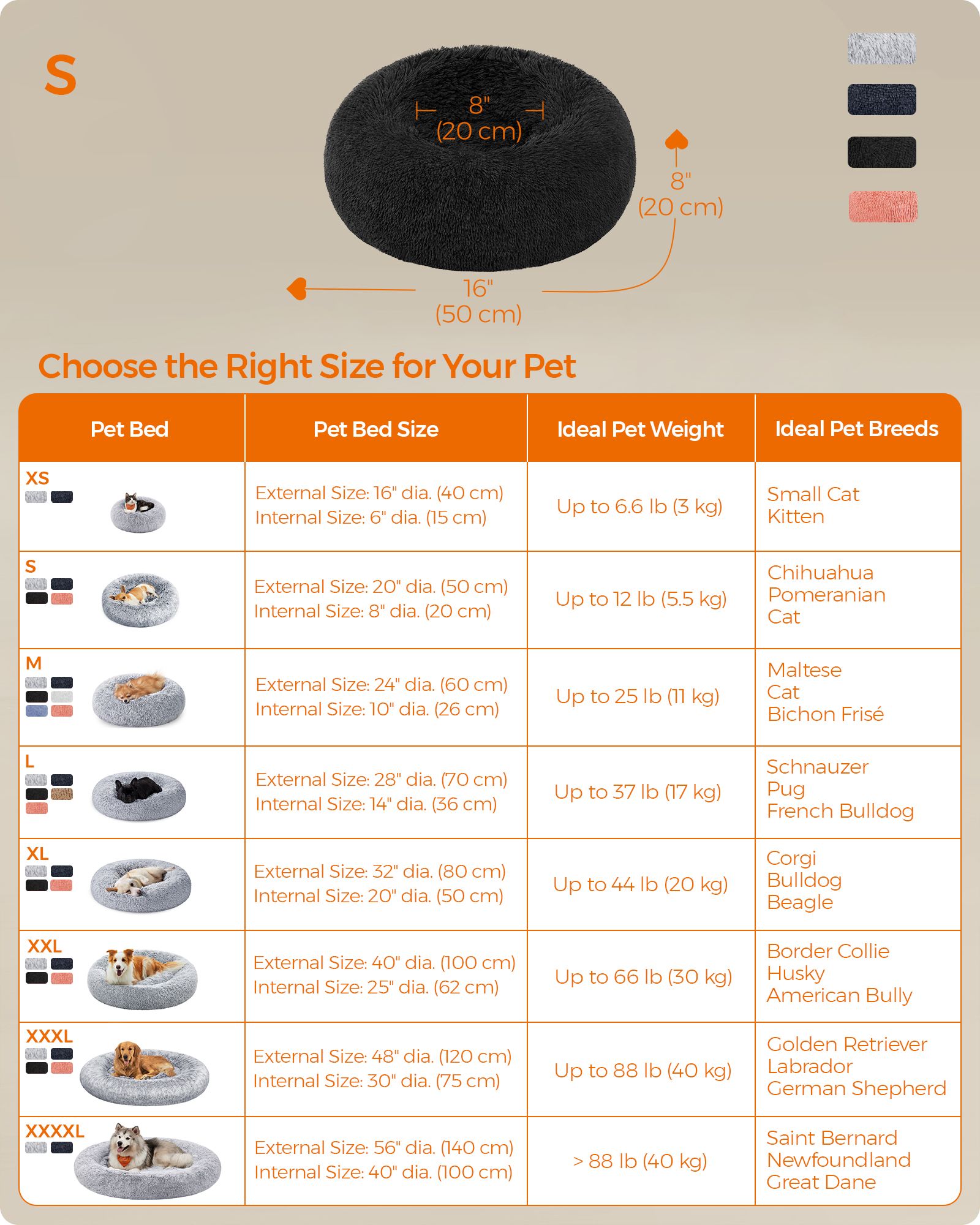 Dog Bed - Ink Black - Plush