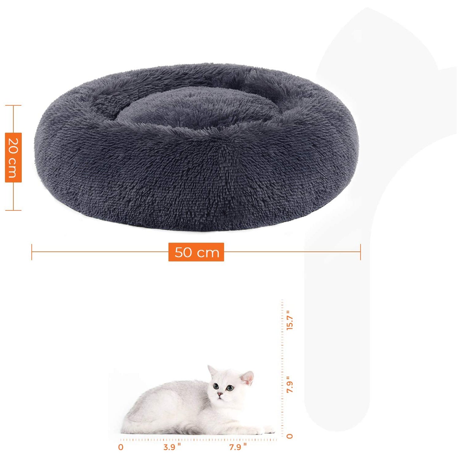 Dog Bed Cushion - 50 cm - Grey - Soft Plush