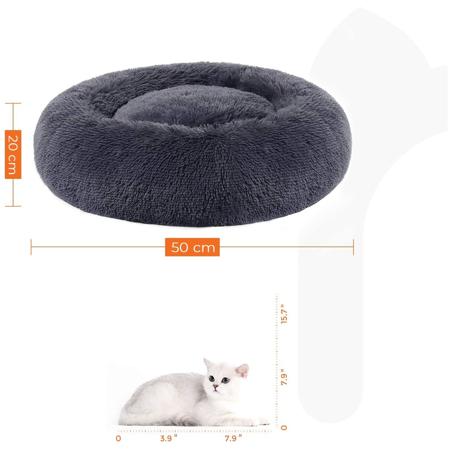Dog Bed Cushion - 50 cm - Grey - Soft Plush