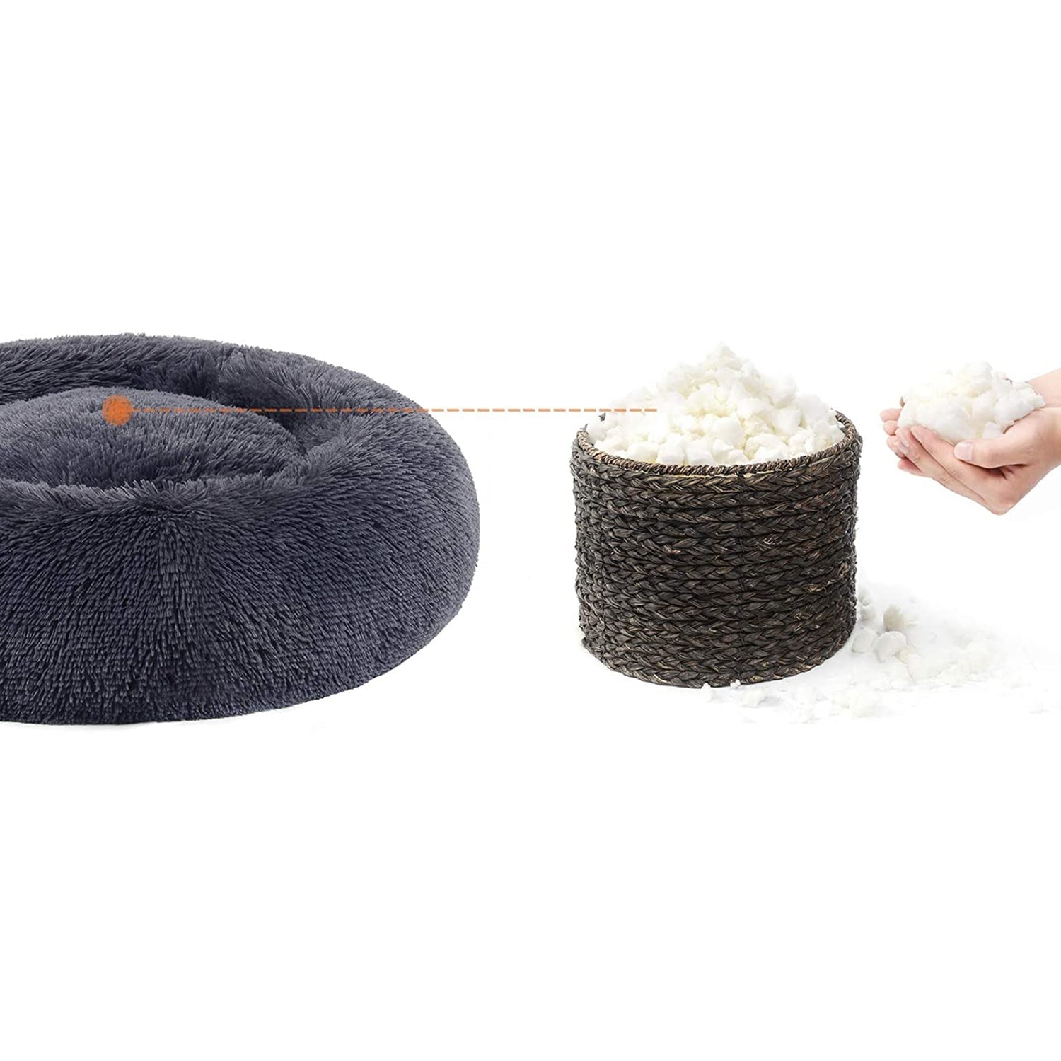 Dog Bed Cushion - 50 cm - Grey - Soft Plush