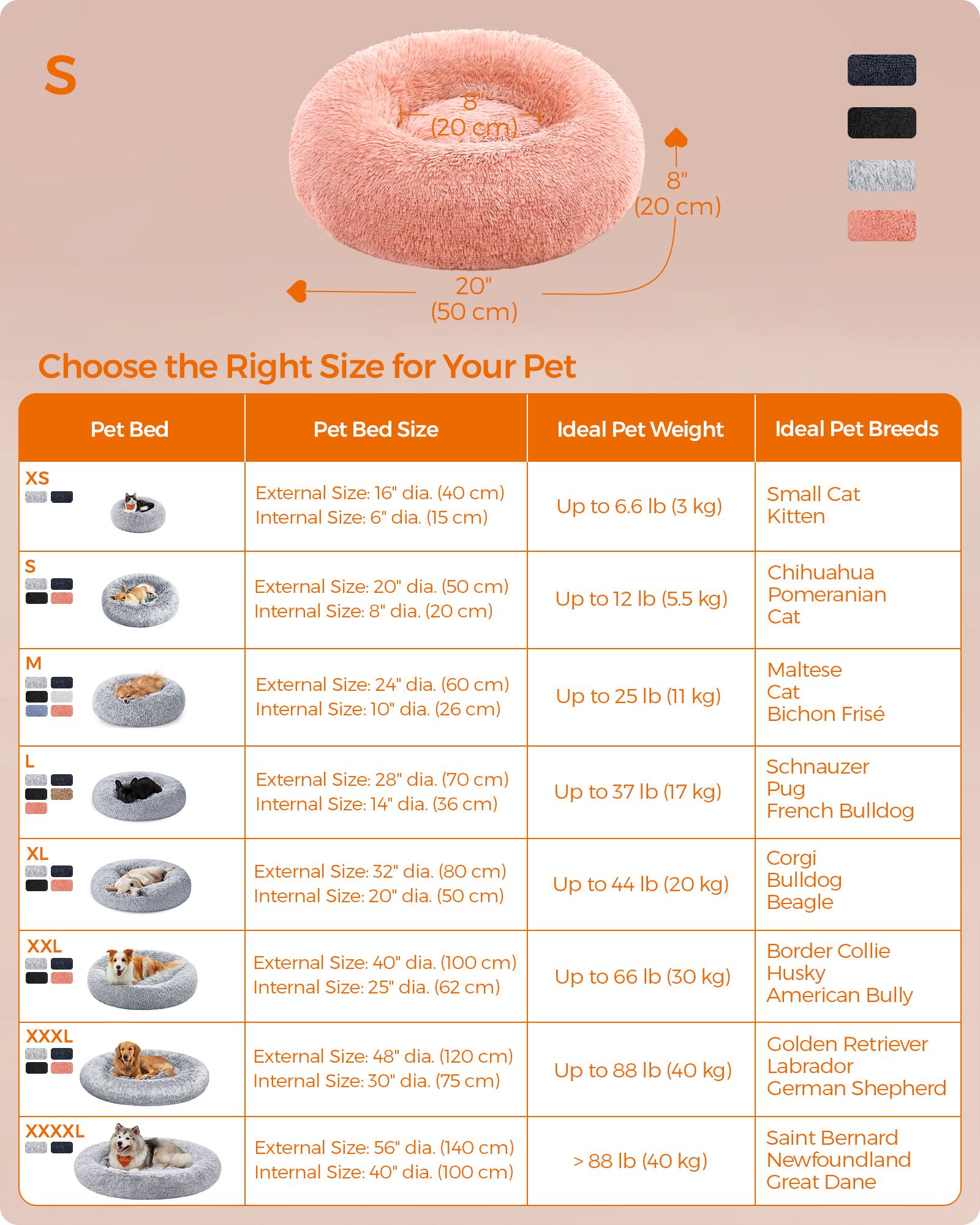 Fluffy Dog Bed - Pink - Plush