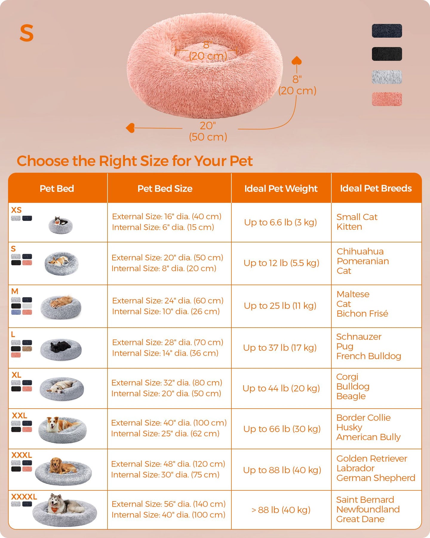 Fluffy Dog Bed - Pink - Plush