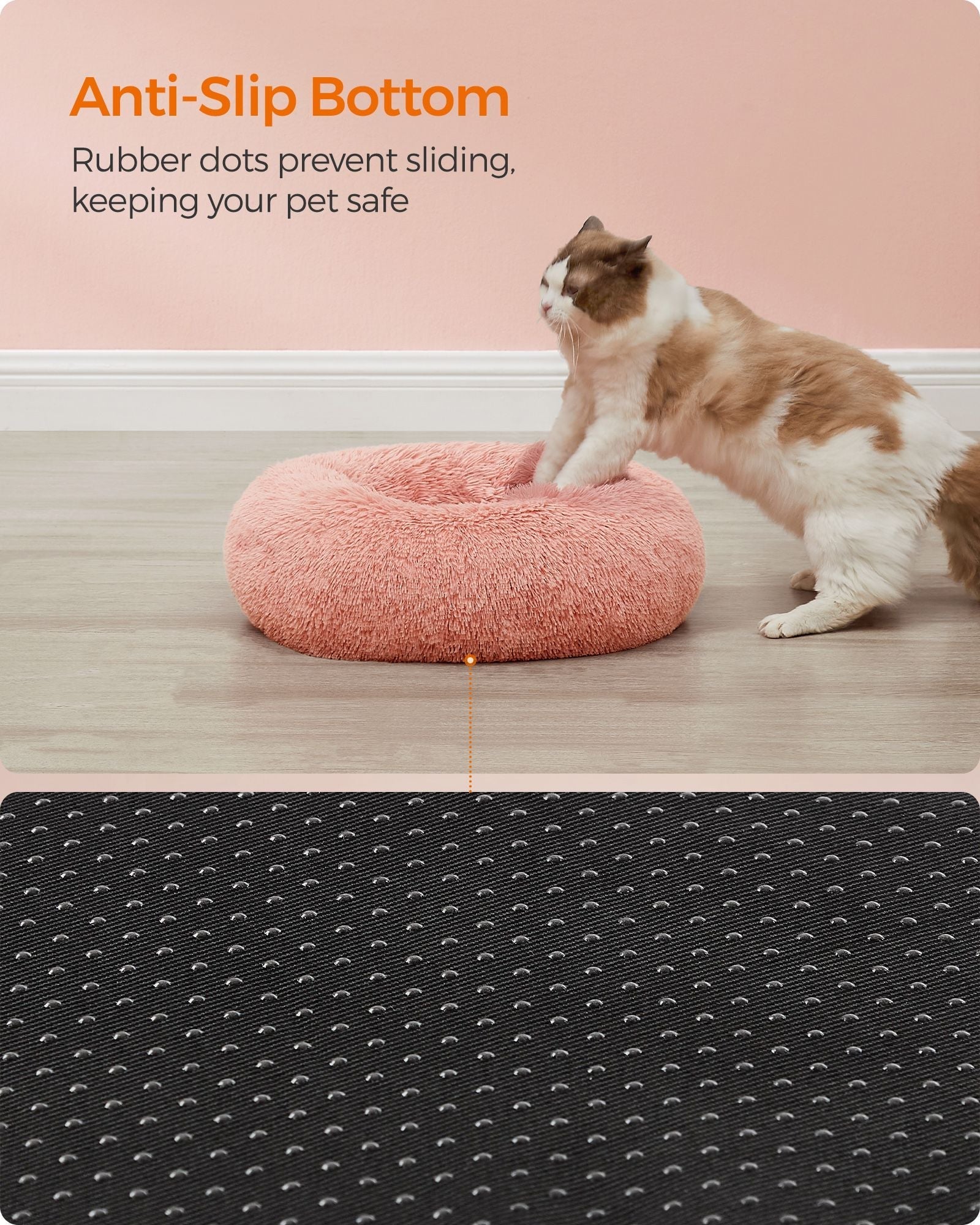 Fluffy Dog Bed - Pink - Plush