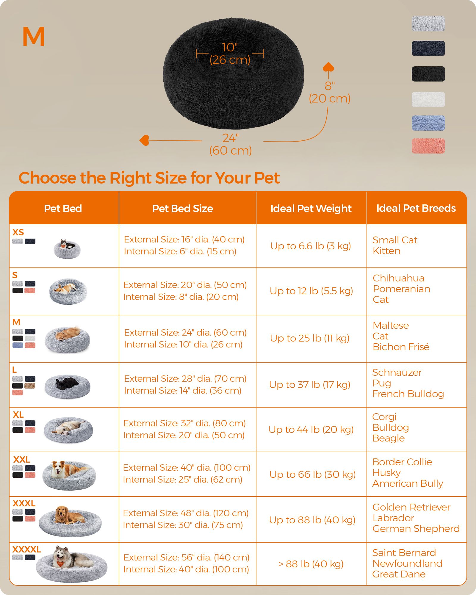 Dog Bed - Ink Black - Plush