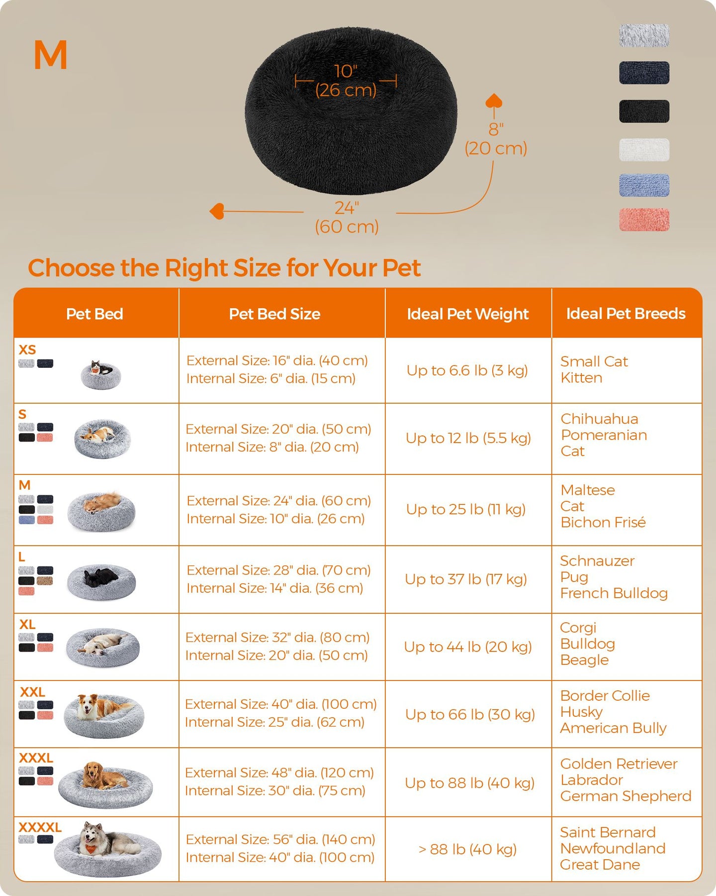 Dog Bed - Ink Black - Plush