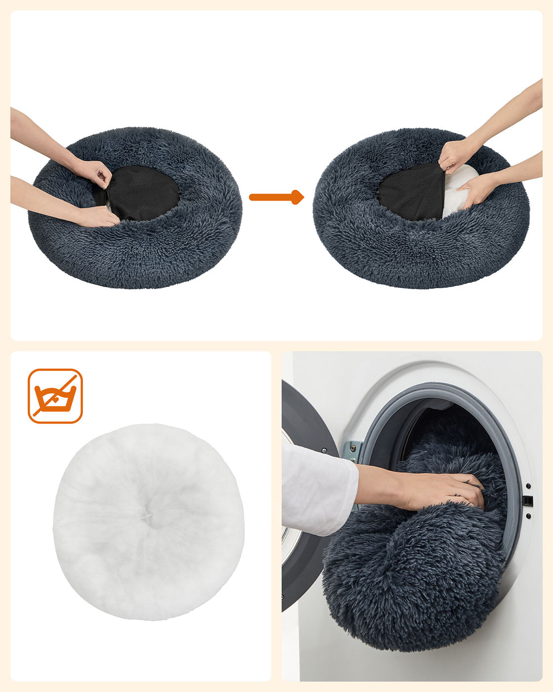 Donut Pet Bed - Dark Grey - Plush