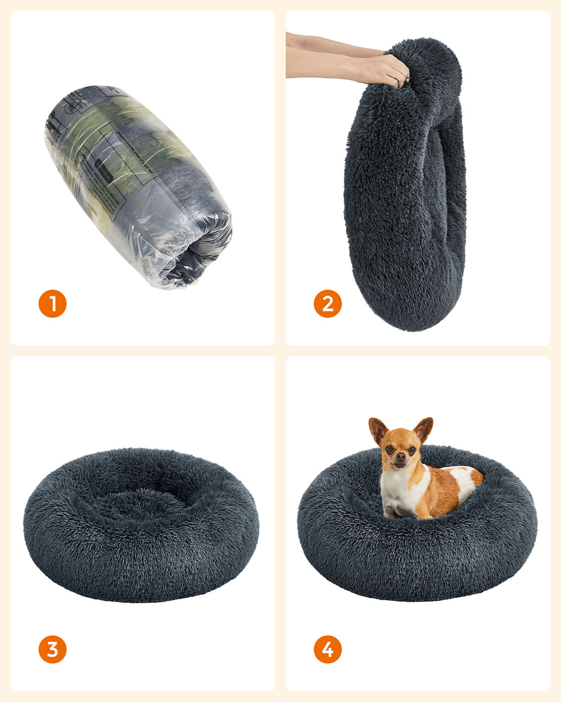 Donut Pet Bed - Dark Grey - Plush