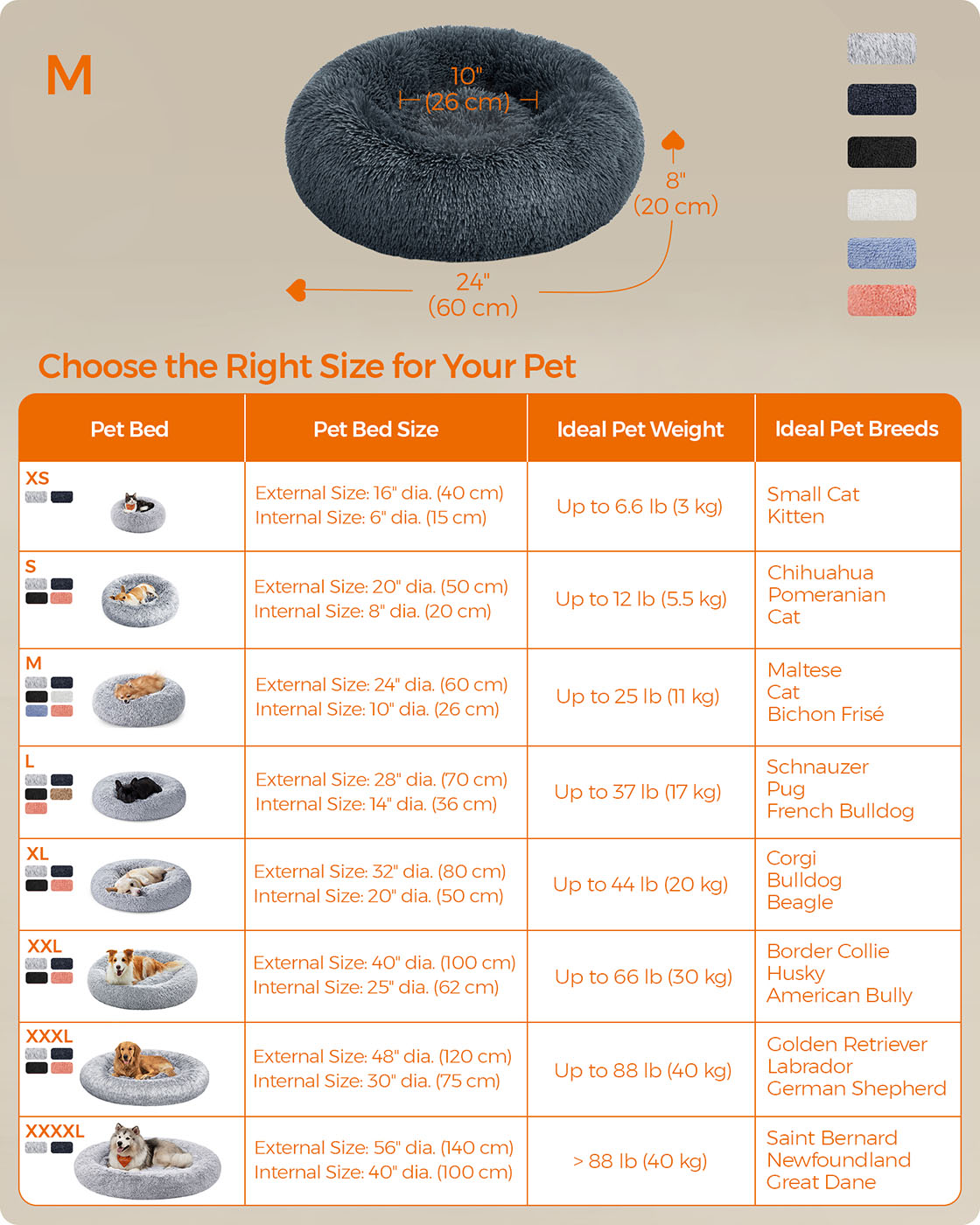 Donut Pet Bed - Dark Grey - Plush