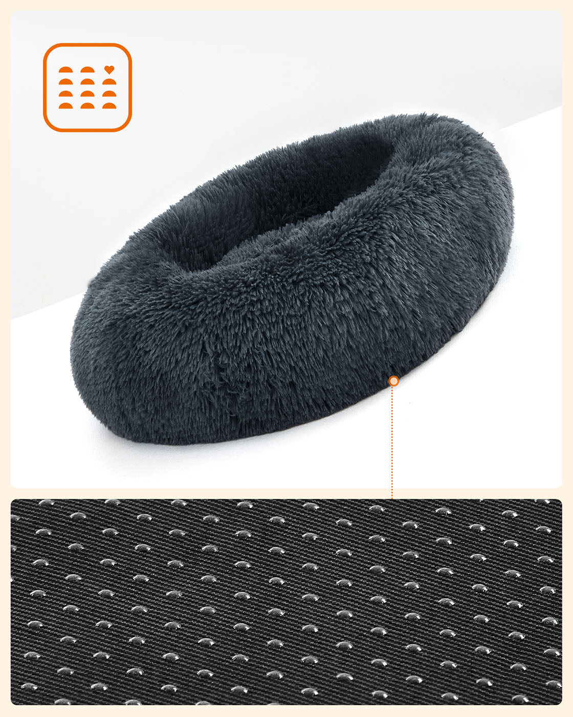 Donut Pet Bed - Dark Grey - Plush
