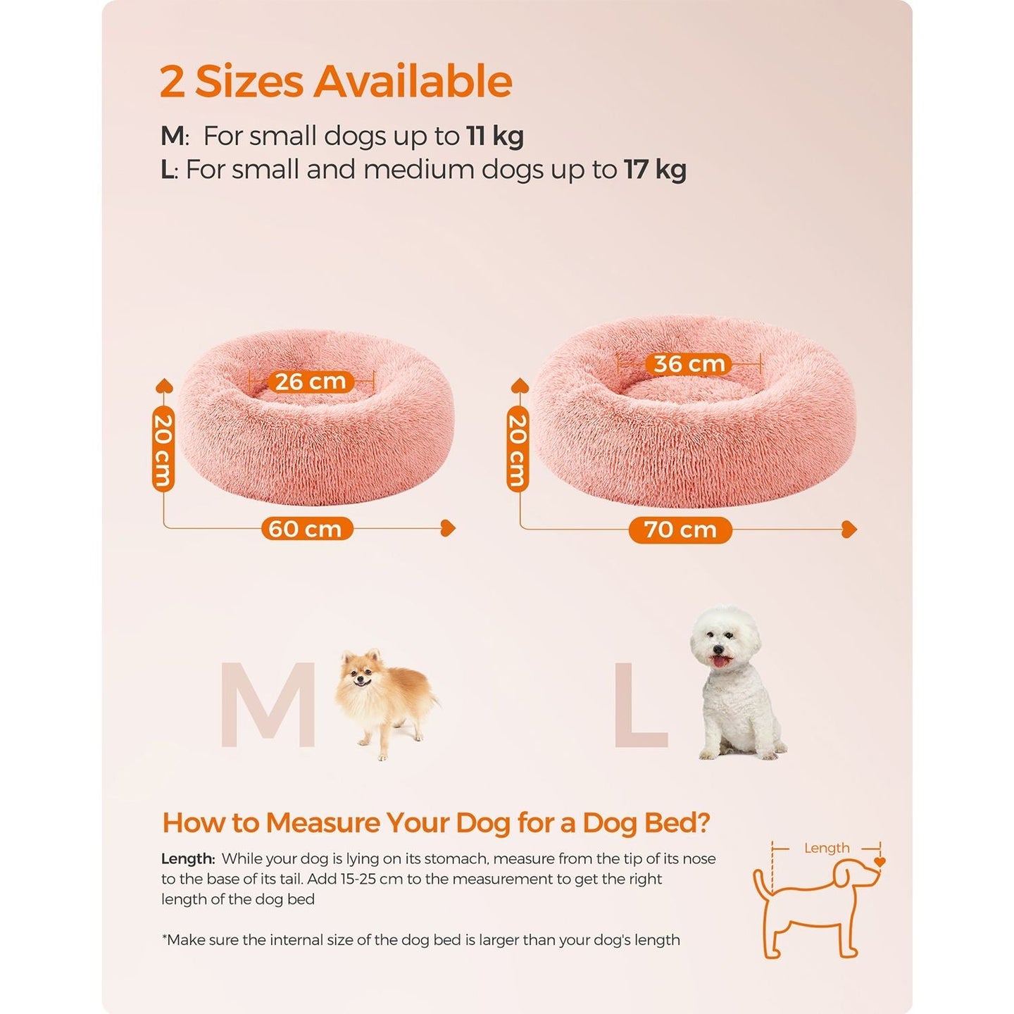 Dog Bed - Soft Surface, 50 cm - Pink - Plush