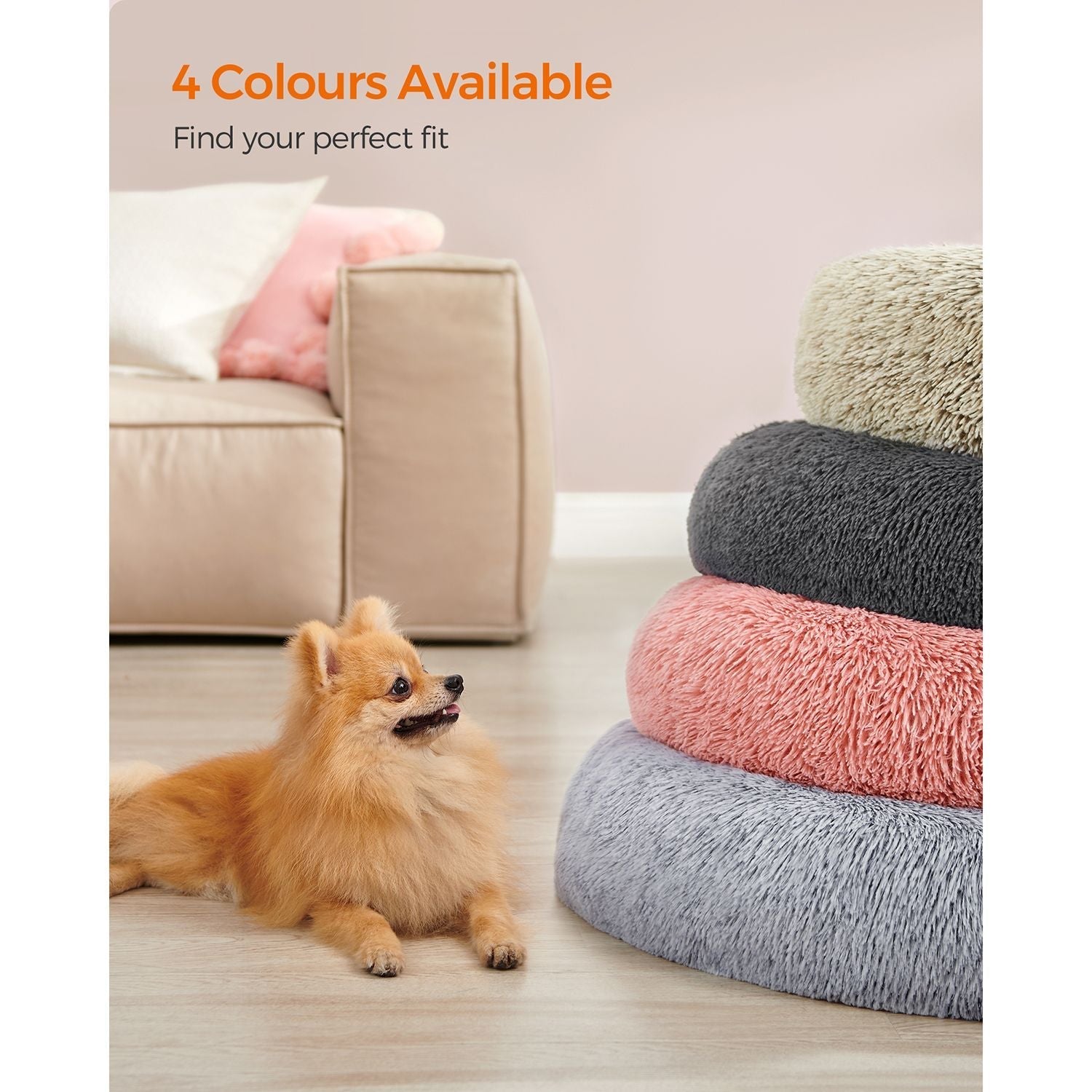 Dog Bed - Soft Surface, 50 cm - Pink - Plush