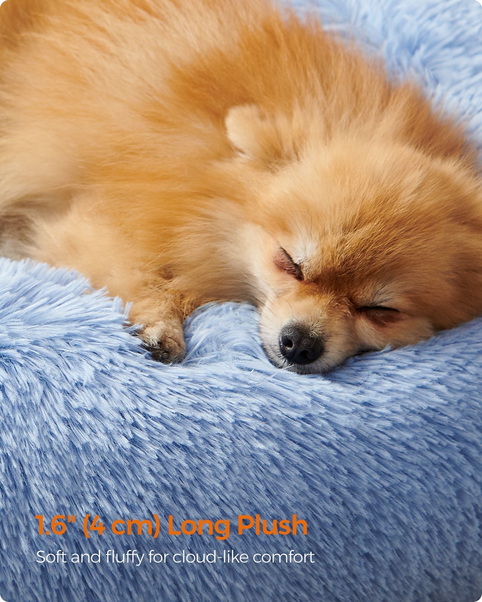 Dog Bed - 60 cm Diameter - Pale Blue - Soft Plush