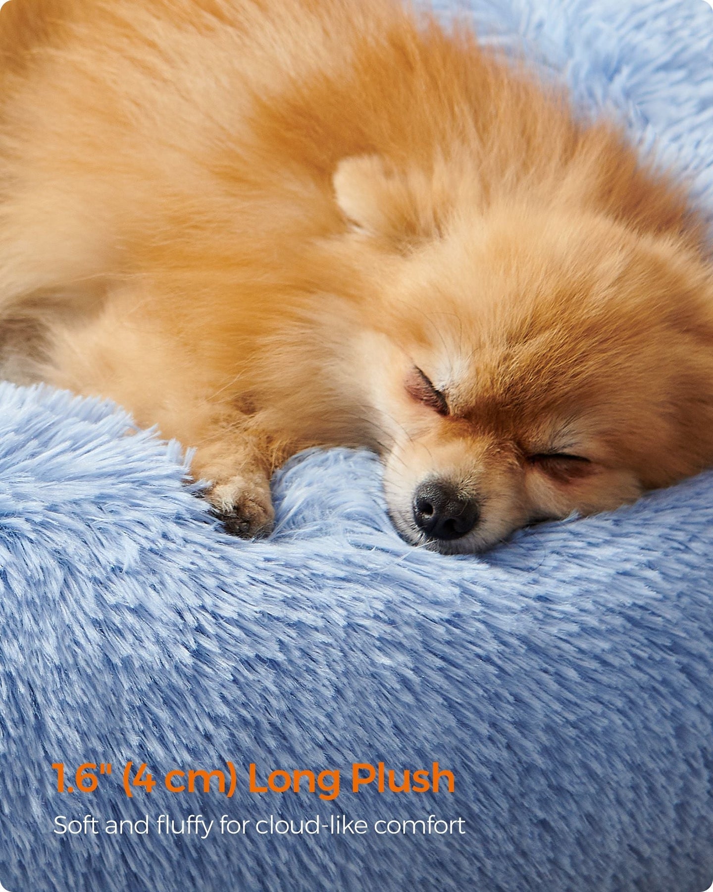 Dog Bed - 60 cm Diameter - Pale Blue - Soft Plush