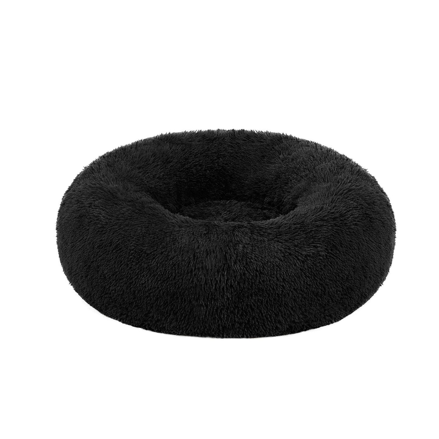 Fluffy Dog Bed - 70 cm Diameter - Ink Black - Soft Plush
