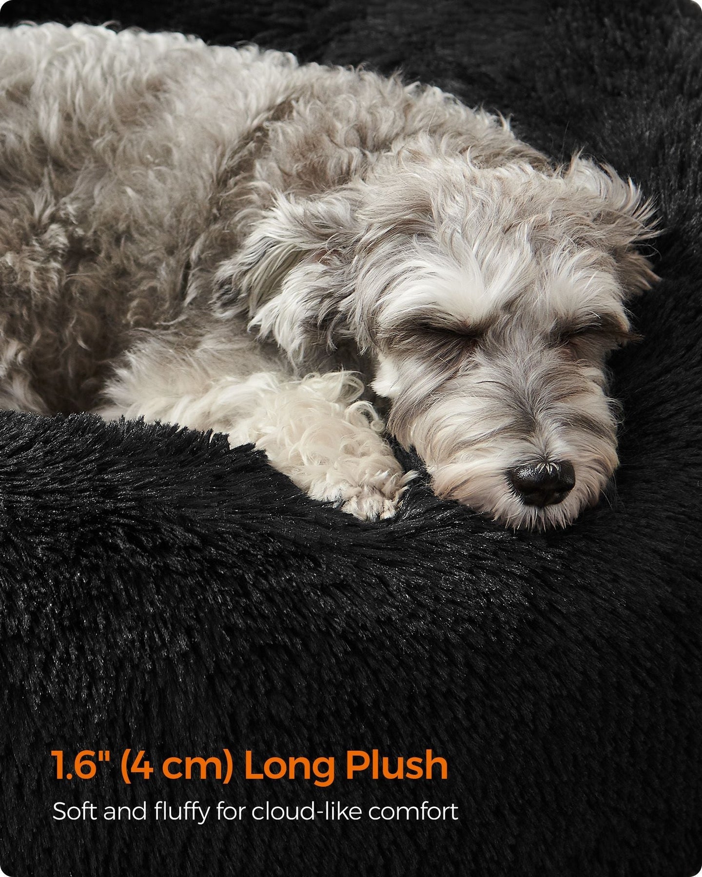 Fluffy Dog Bed - 70 cm Diameter - Ink Black - Soft Plush