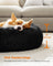 Fluffy Dog and Cat Bed - 80 cm Diameter - Ink Black - Soft Plush