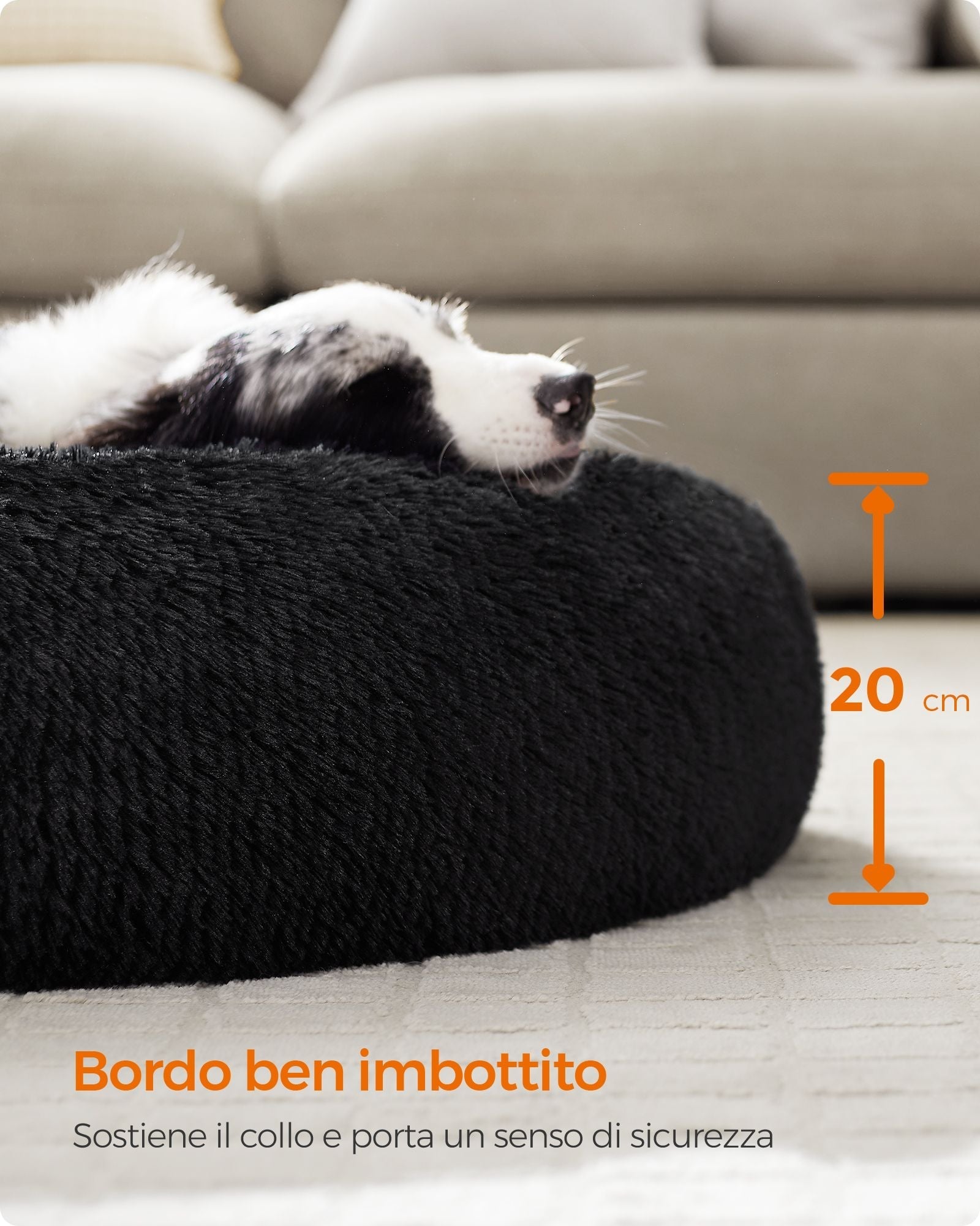 Round Dog and Cat Bed - Ink Black - Soft Plush