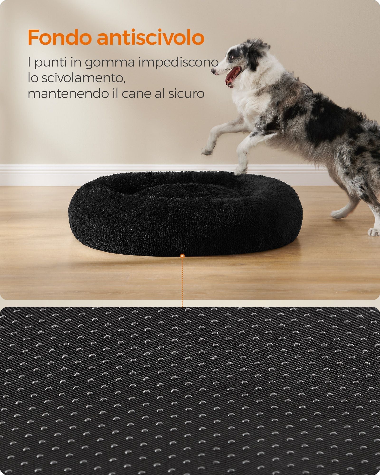 Round Dog and Cat Bed - Ink Black - Soft Plush