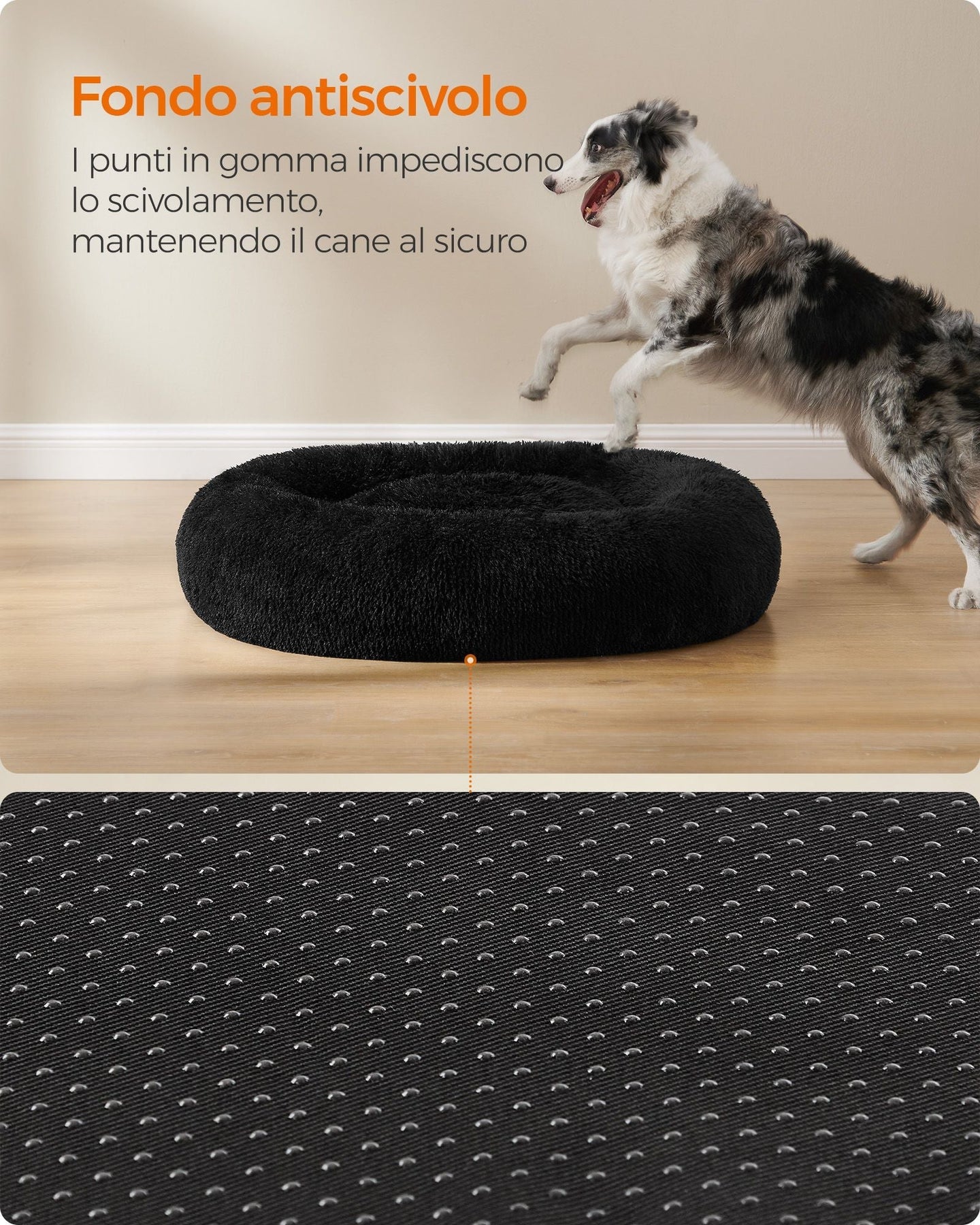 Round Dog and Cat Bed - Ink Black - Soft Plush