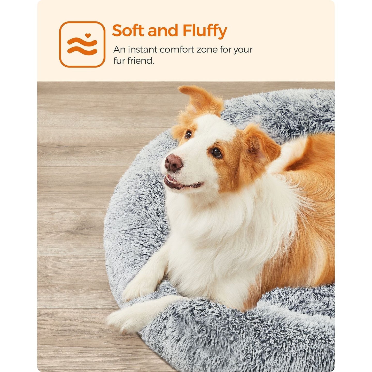 Dog Bed - 100 cm - Grey - Soft Plush