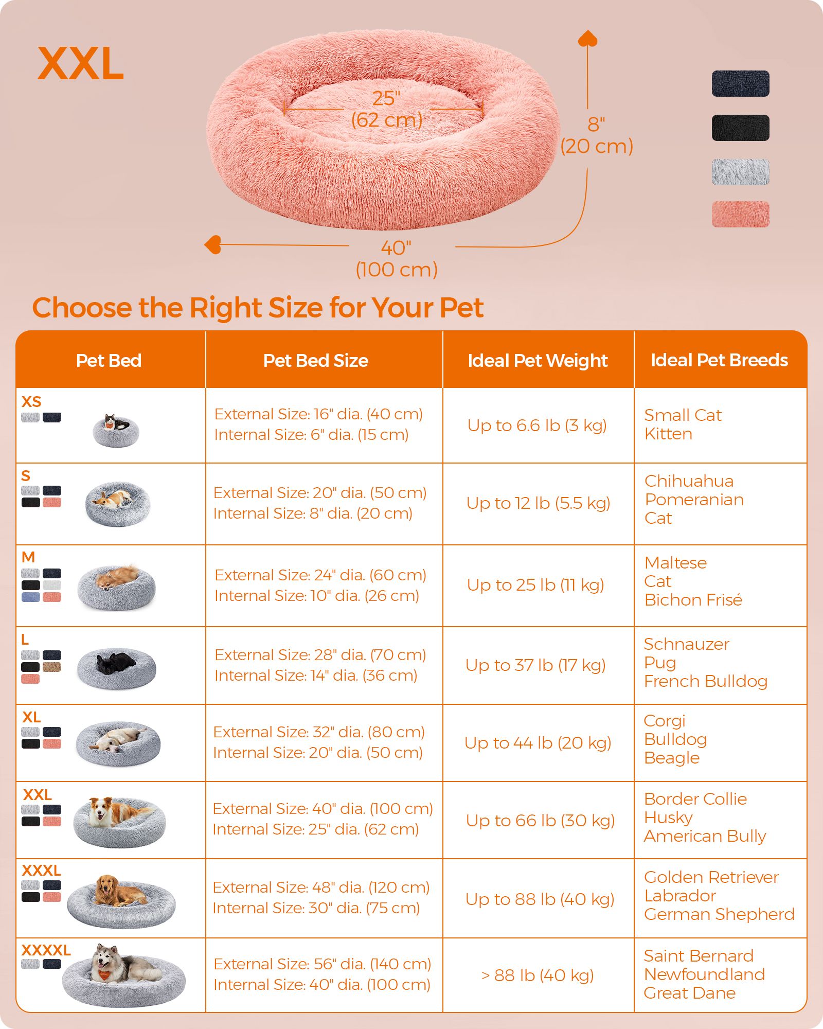 Dog Bed - Pink - Plush