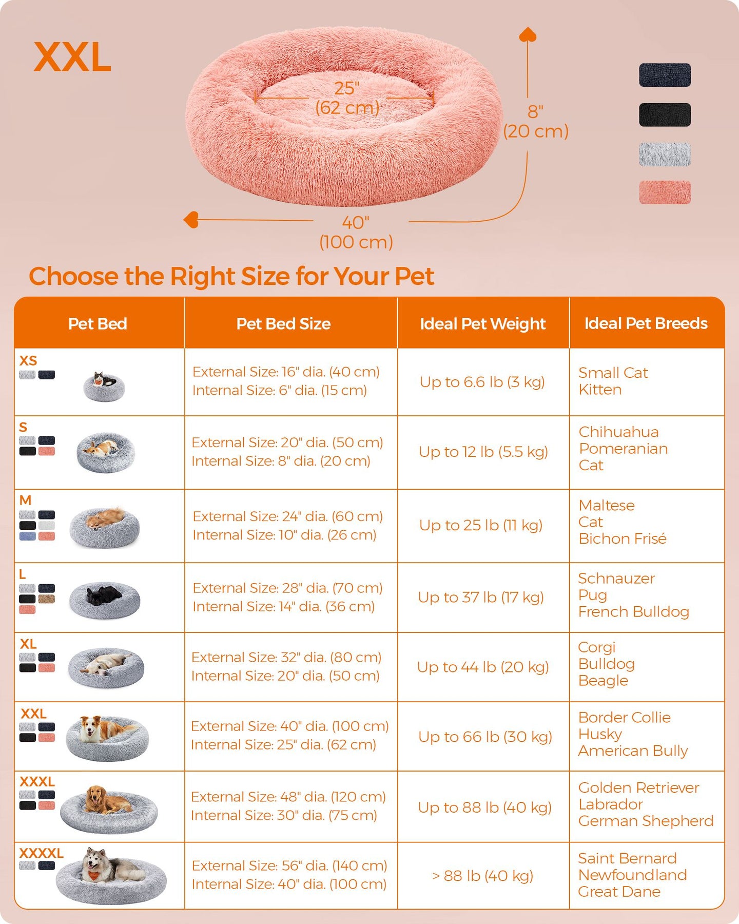 Dog Bed - Pink - Plush