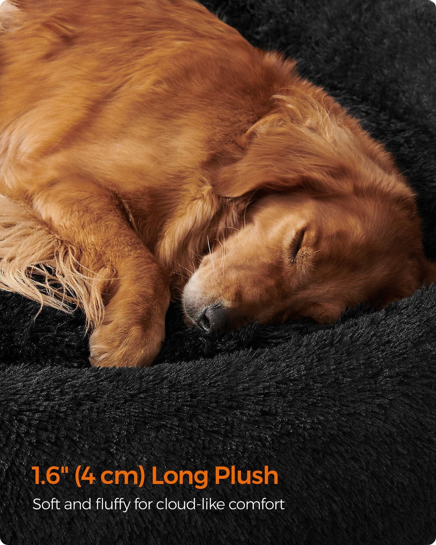 Fluffy Dog Bed - 120 cm Diameter - Ink Black - Soft Plush