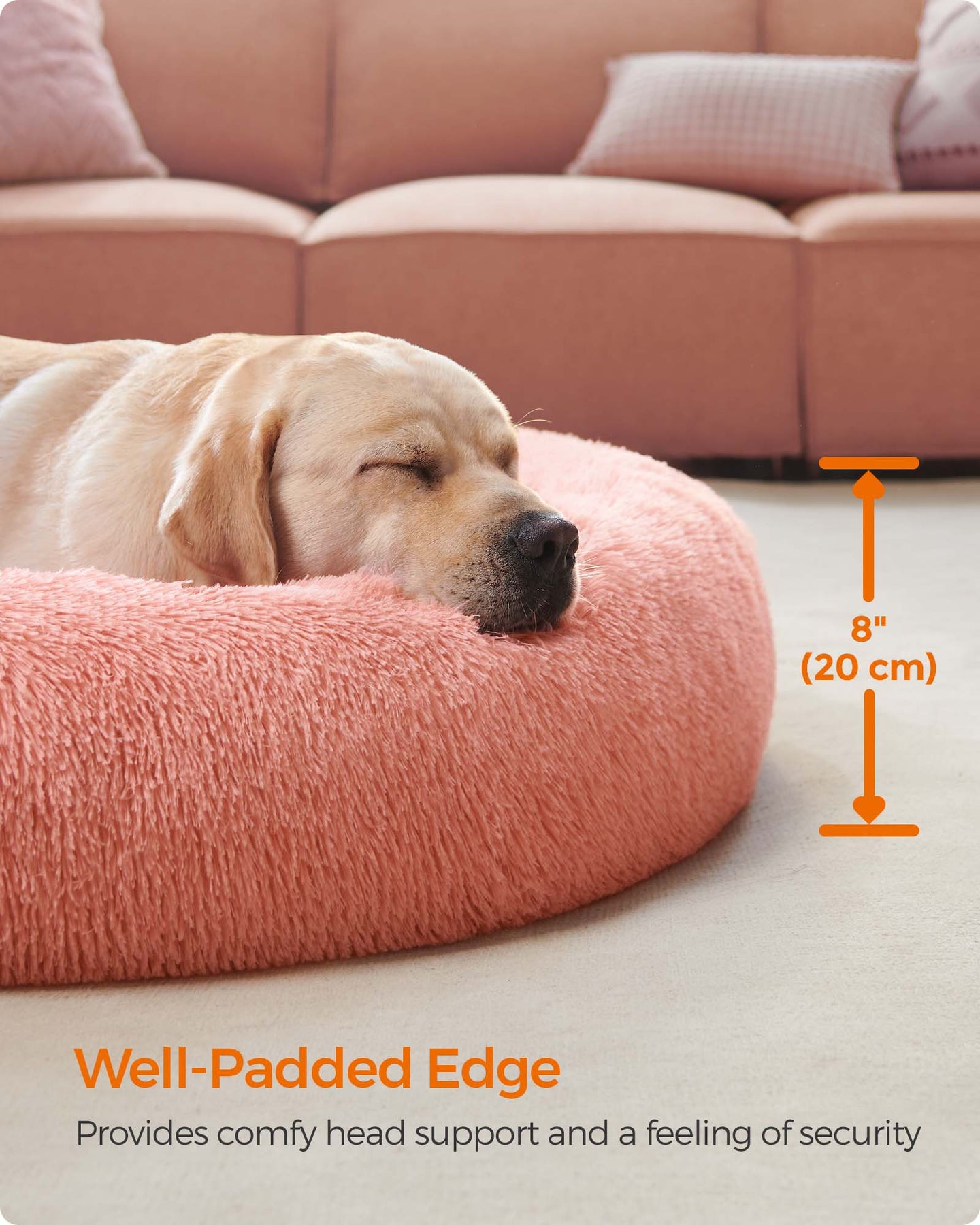 Fluffy Dog and Cat Bed - Pink - Soft Plush