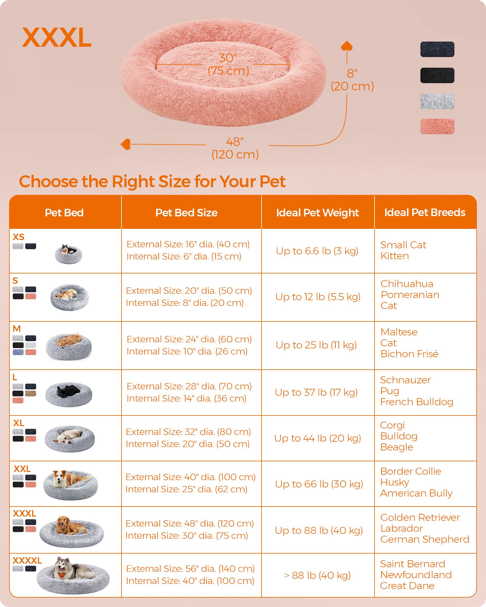Fluffy Dog and Cat Bed - Pink - Soft Plush