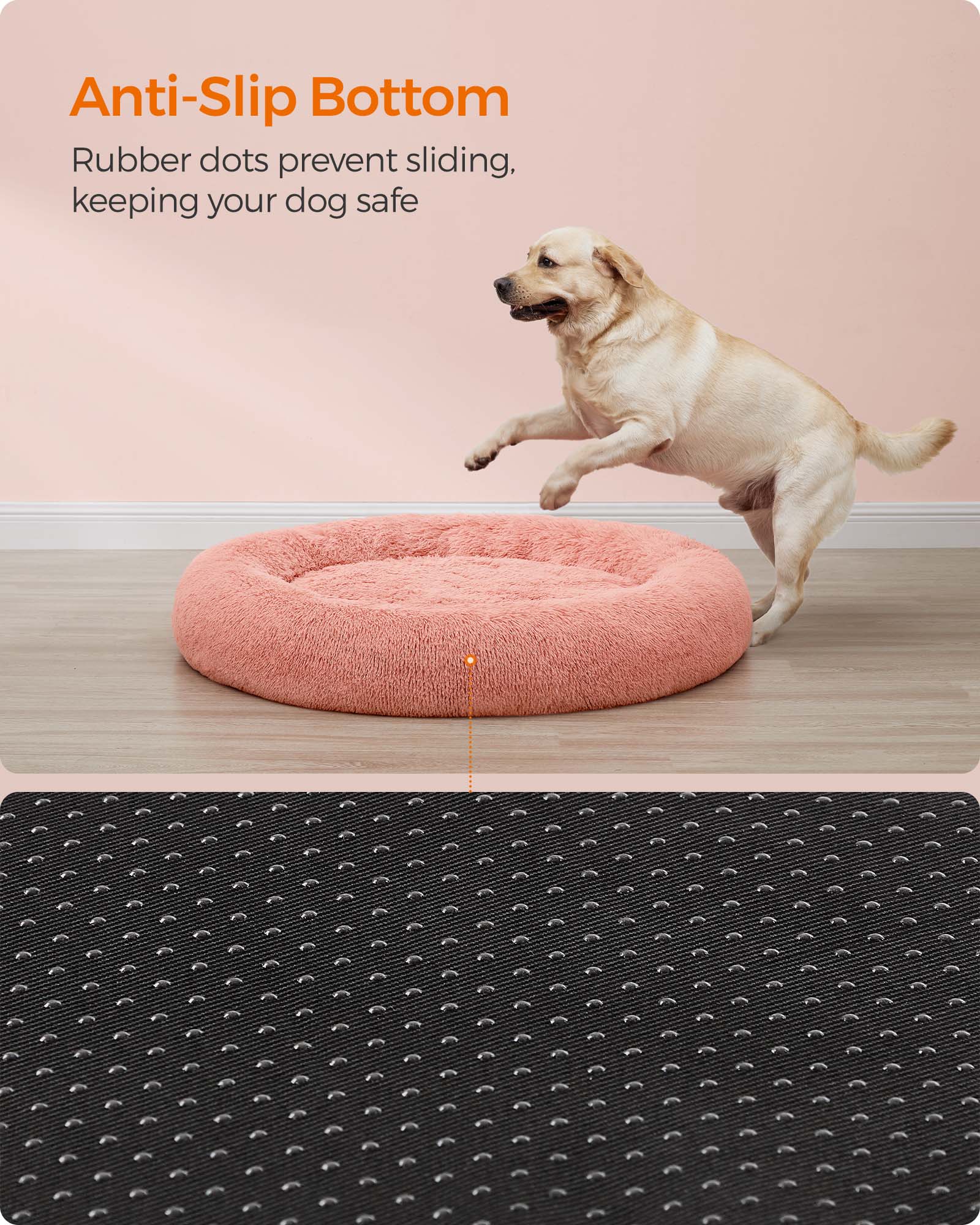 Fluffy Dog and Cat Bed - Pink - Soft Plush