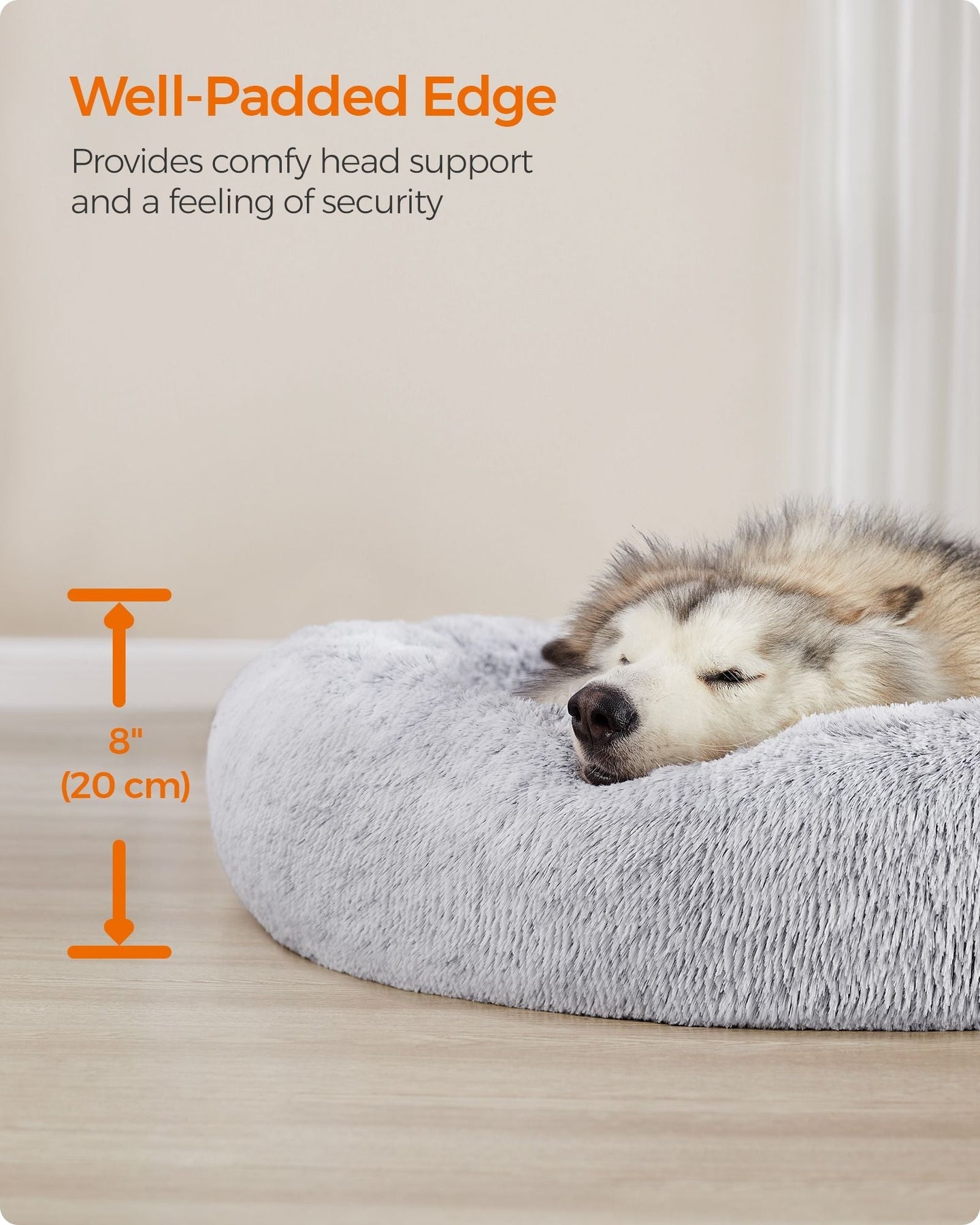 Dog Bed - Soft Surface, 140 cm - Grey Ombré - Plush