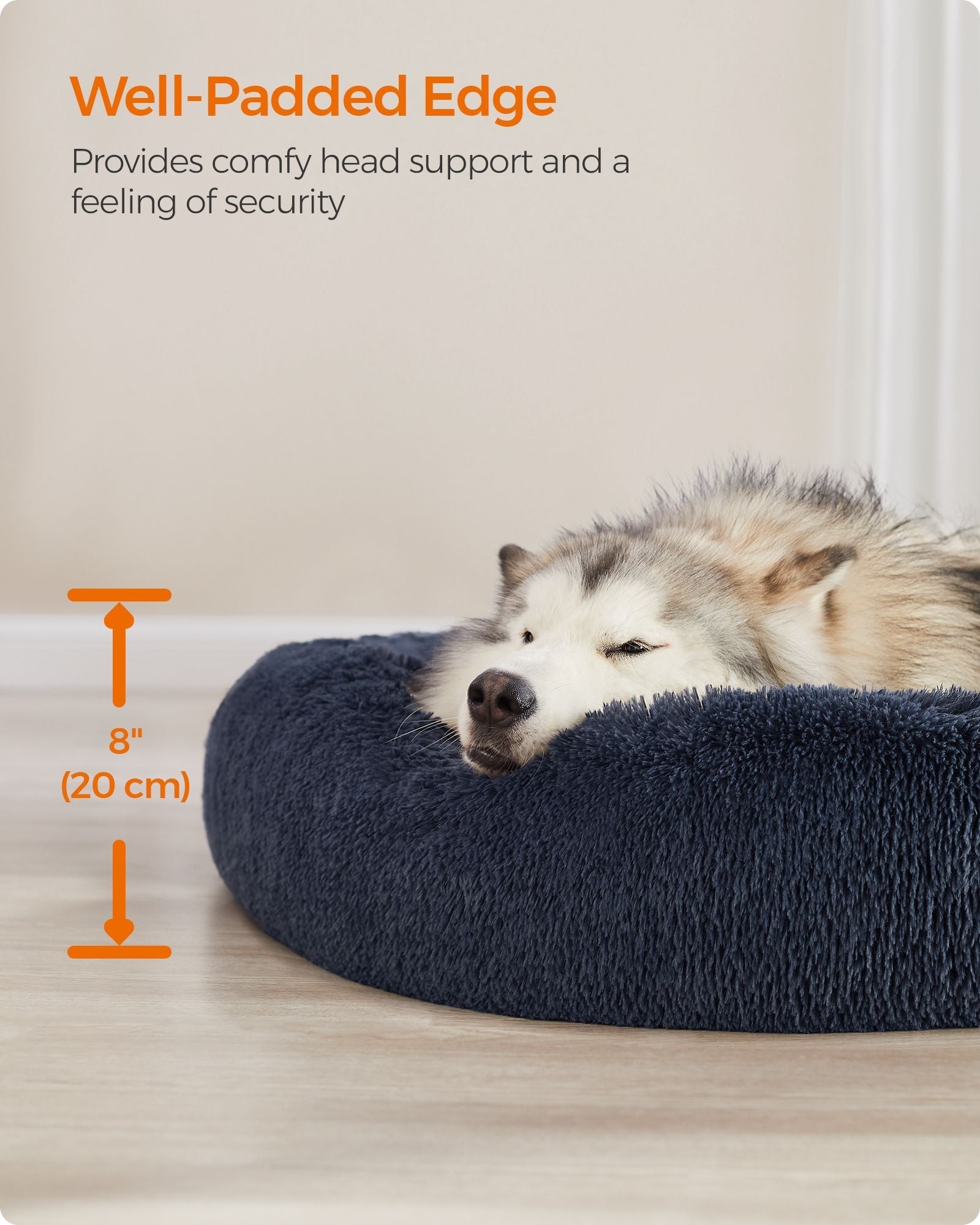 Fluffy Dog Bed - 140 cm - Dark Grey - Soft Plush