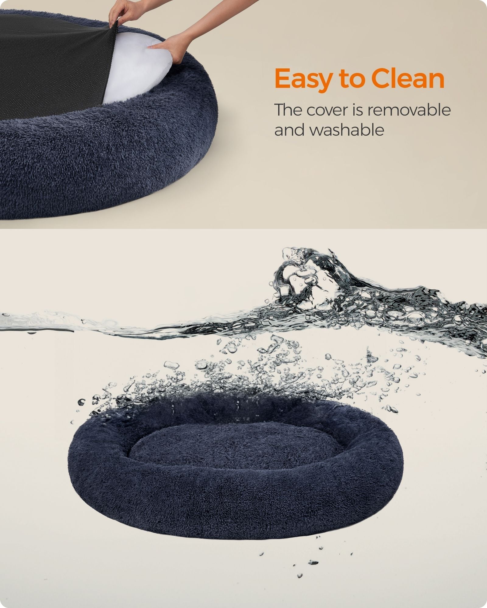 Fluffy Dog Bed - 140 cm - Dark Grey - Soft Plush