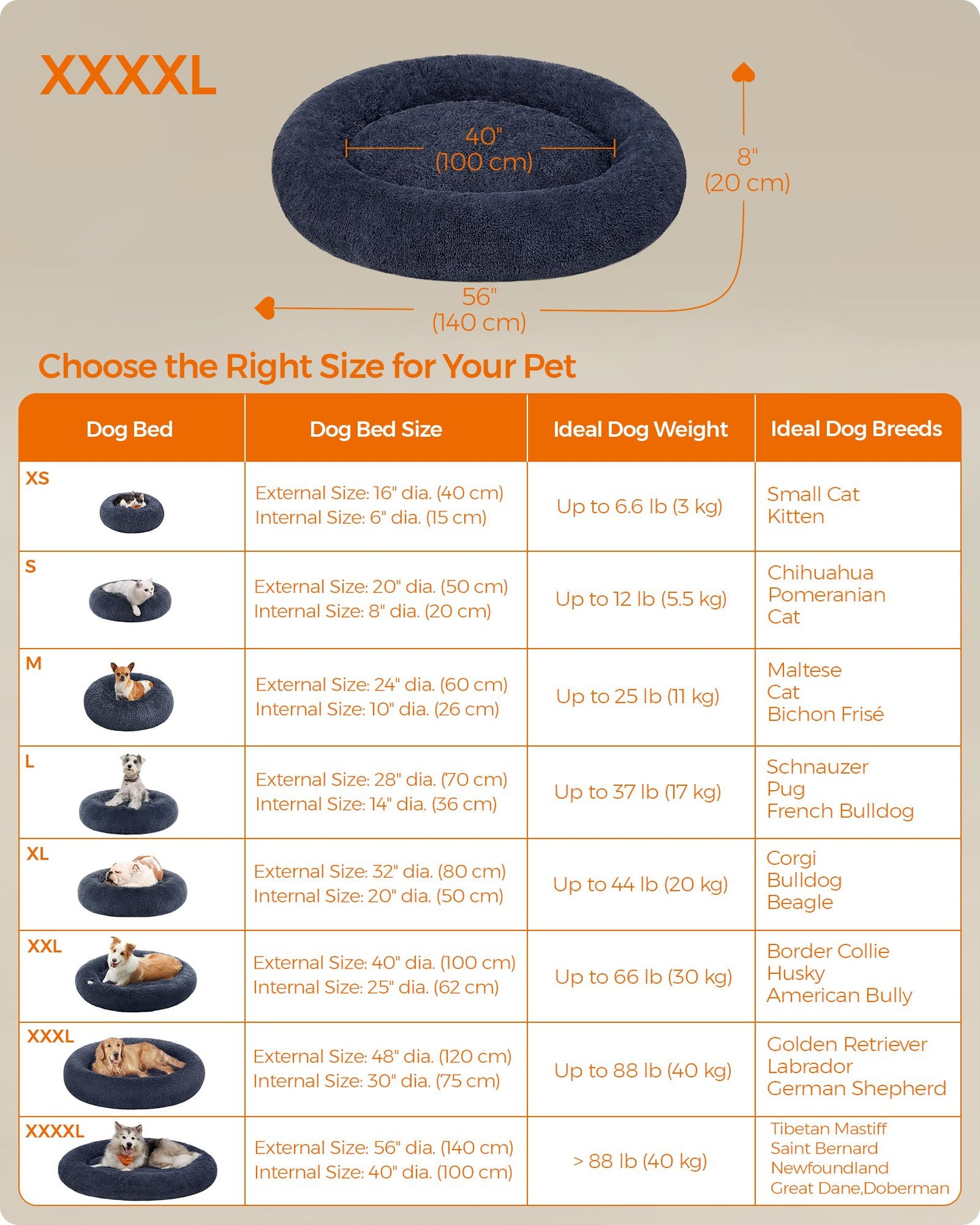 Fluffy Dog Bed - 140 cm - Dark Grey - Soft Plush