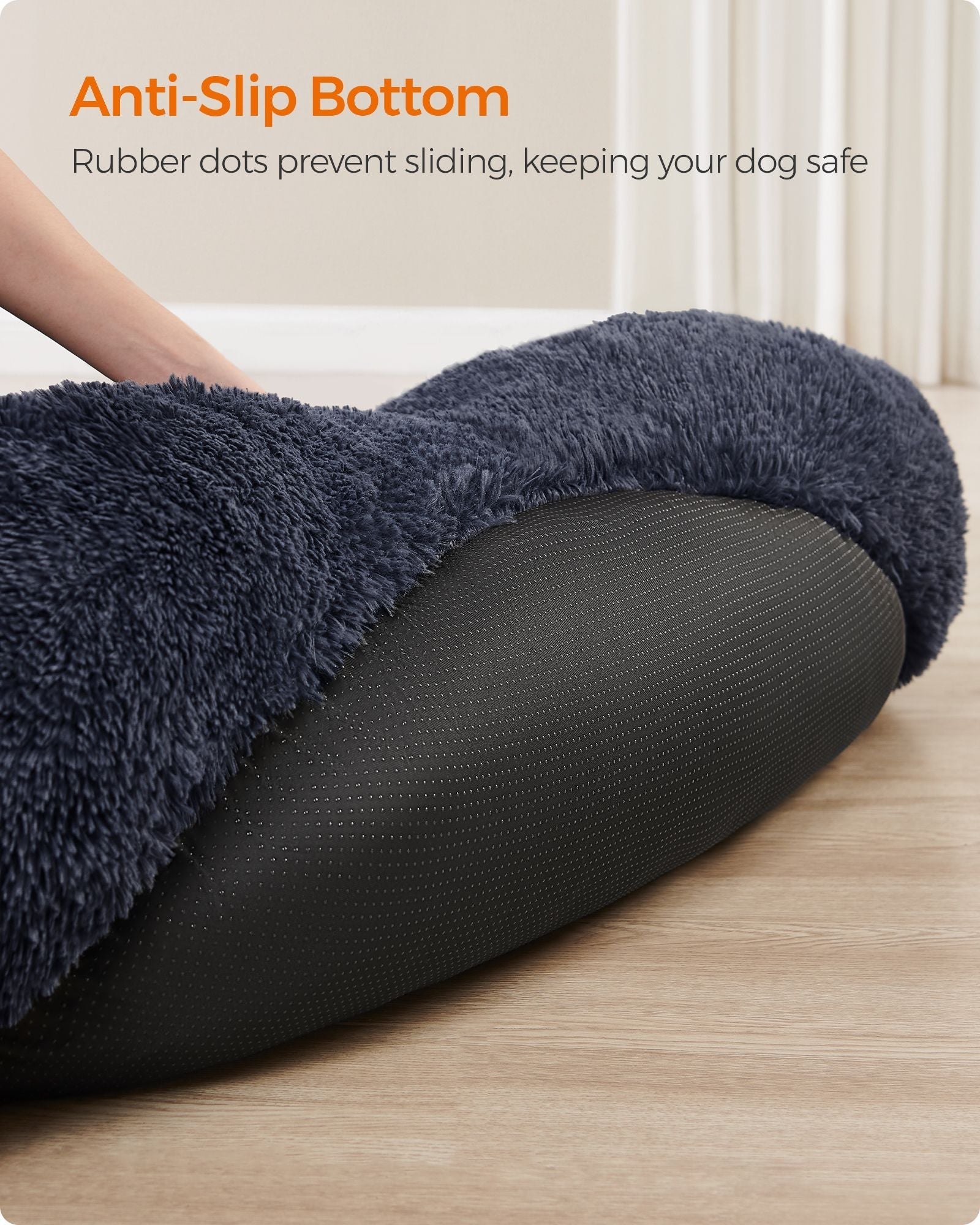 Fluffy Dog Bed - 140 cm - Dark Grey - Soft Plush