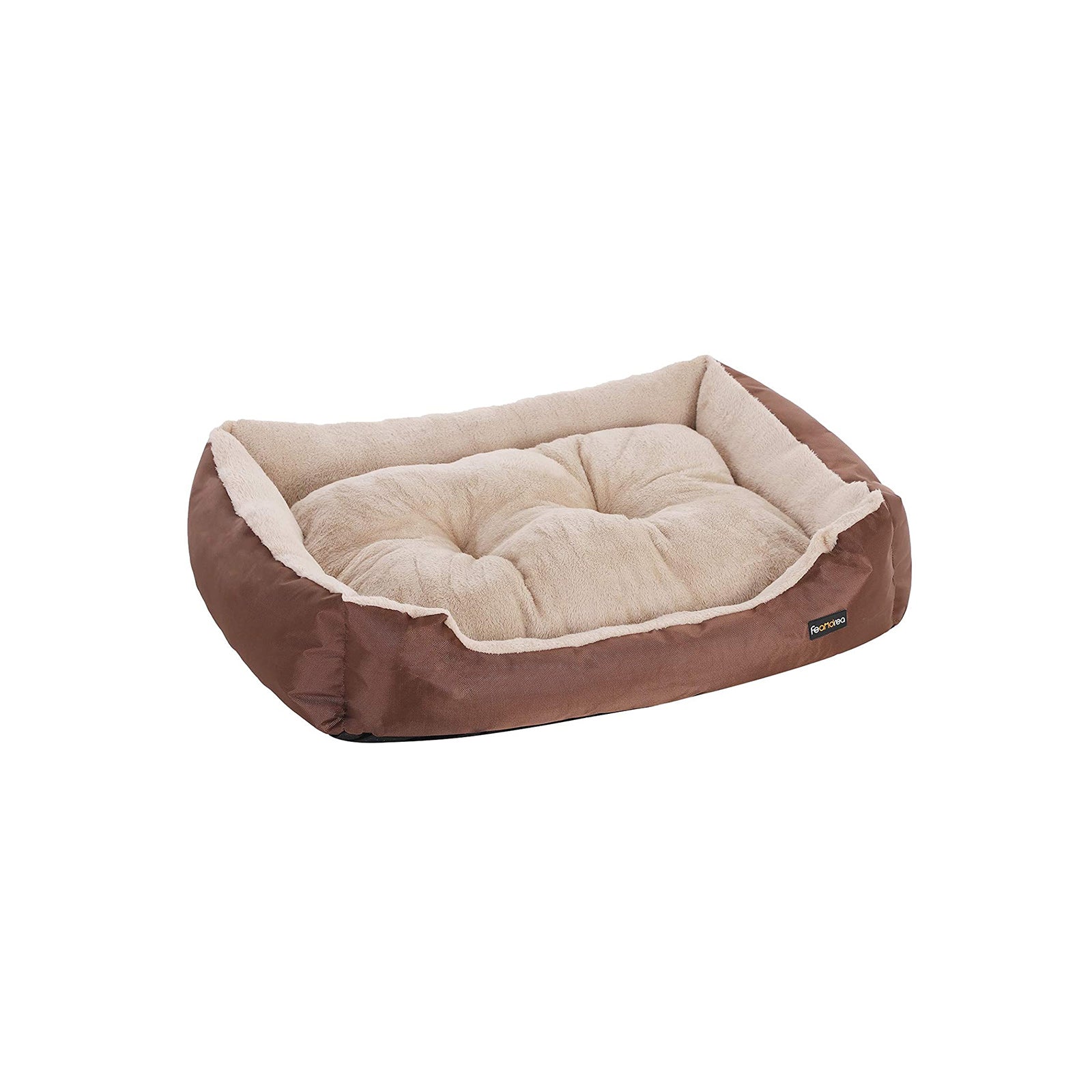 Reversible Dog Bed - Fabric - Brown - Spacious Cushion Design 85 x 65 x 21 cm