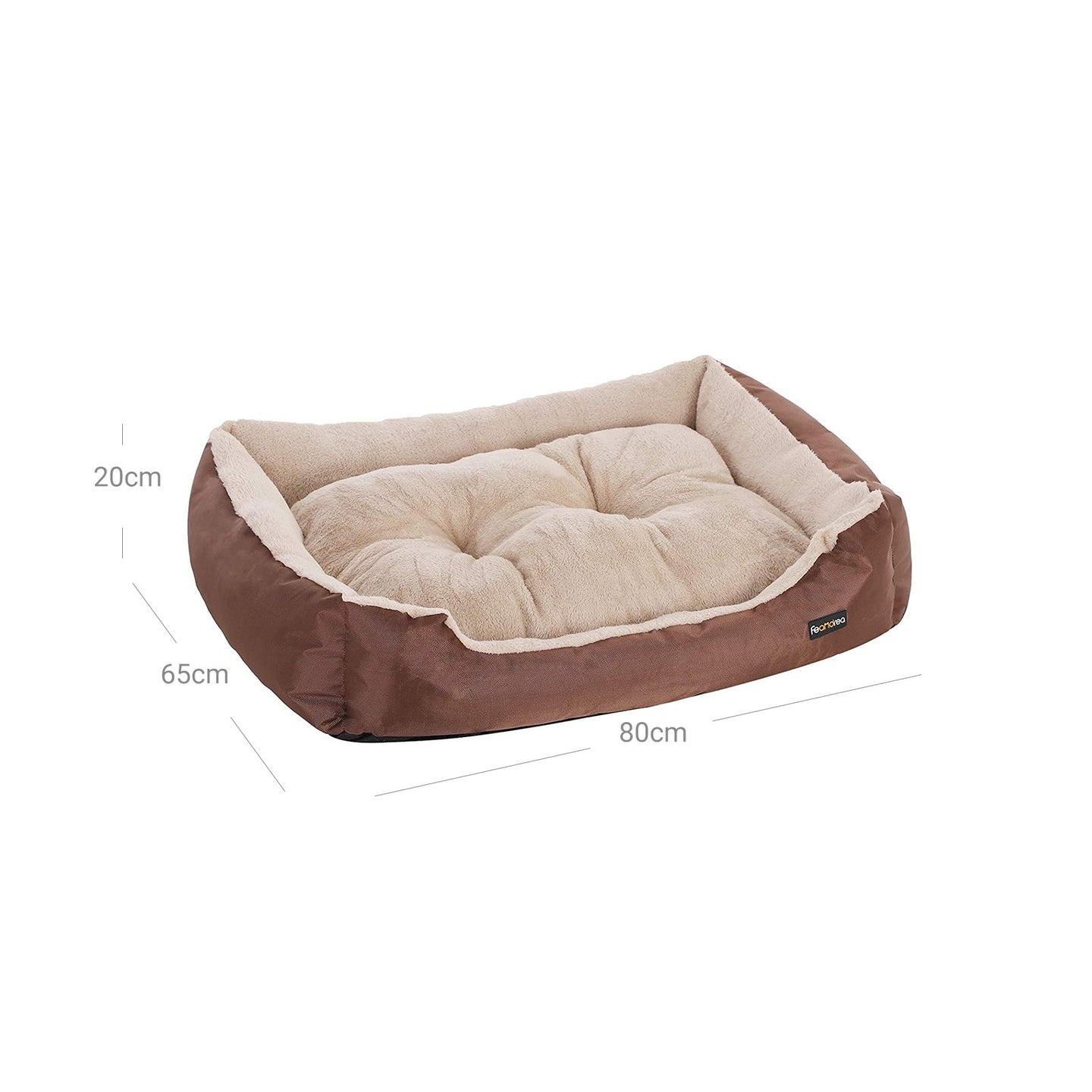 Reversible Dog Bed - Fabric - Brown - Spacious Cushion Design 85 x 65 x 21 cm