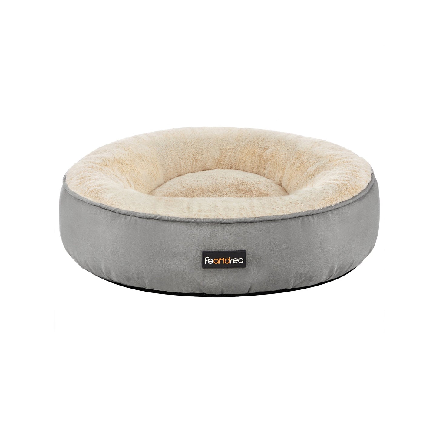 Round Dog Cushion - Fabric - Grey and White - Washable