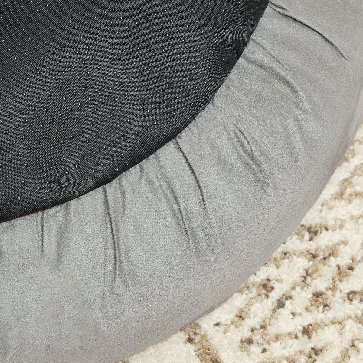 Round Dog Cushion - Fabric - Grey and White - Washable